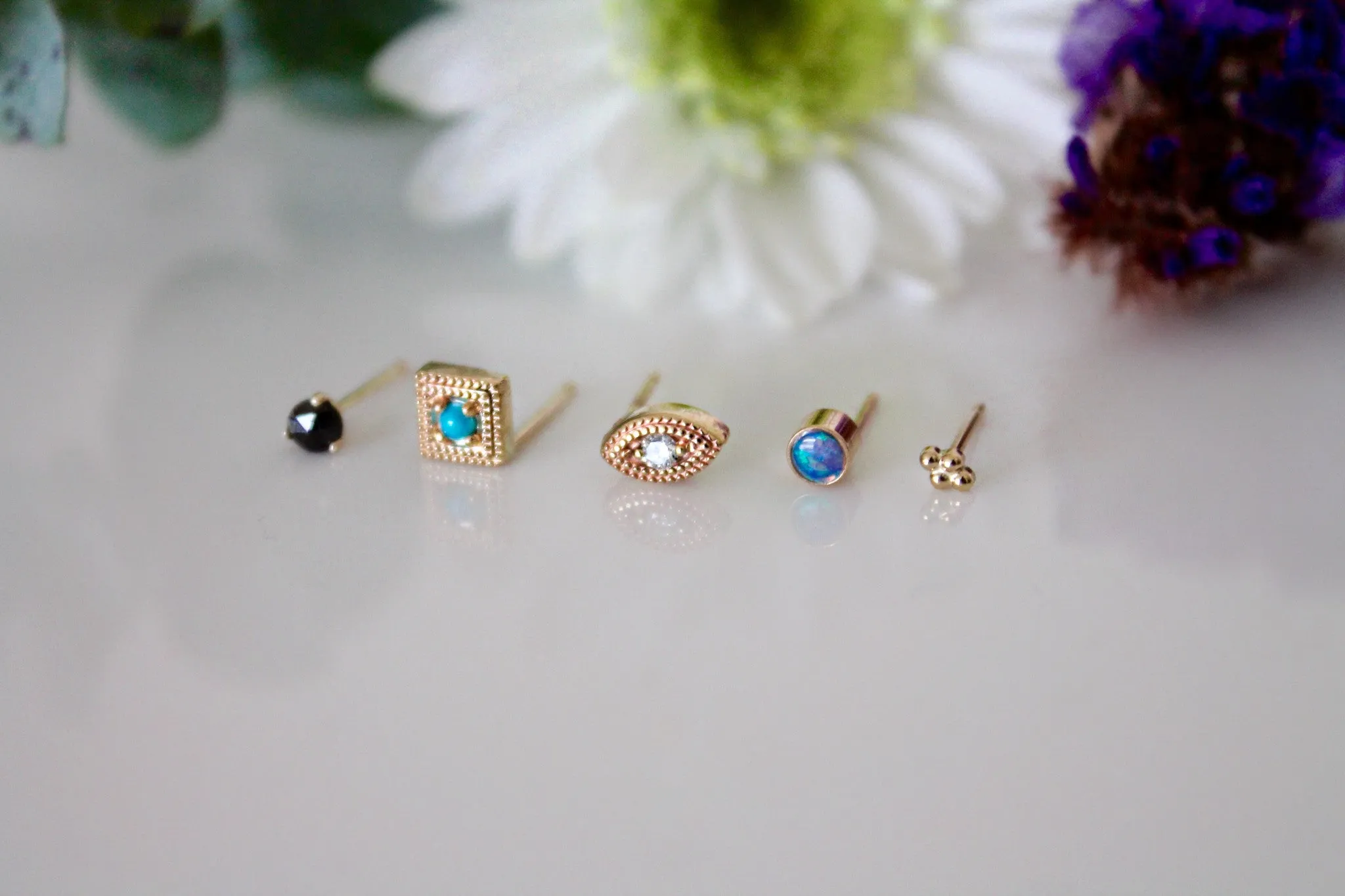 14K OPAL STUDS