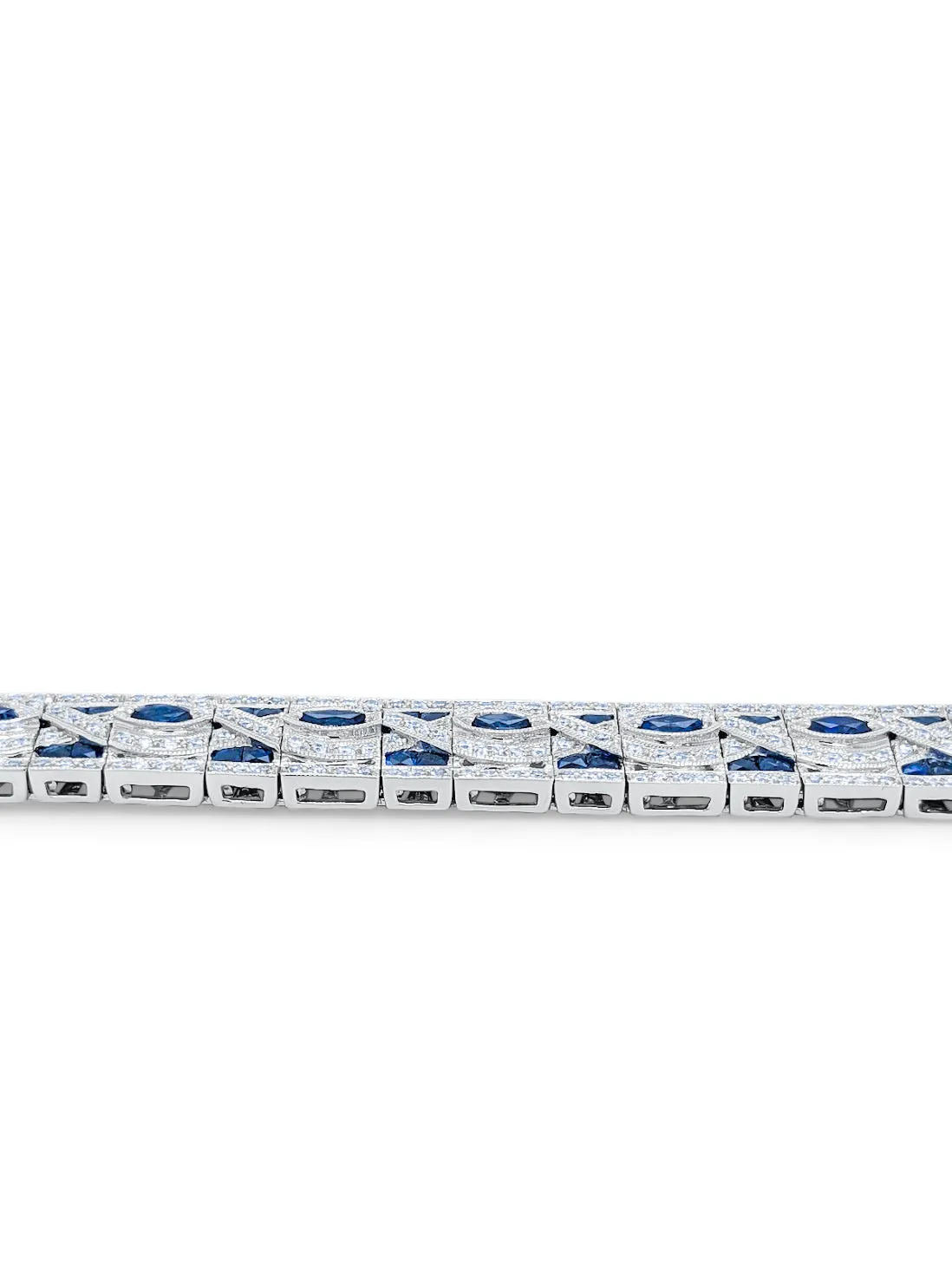 14k White Gold Diamond Bracelet with Sapphire