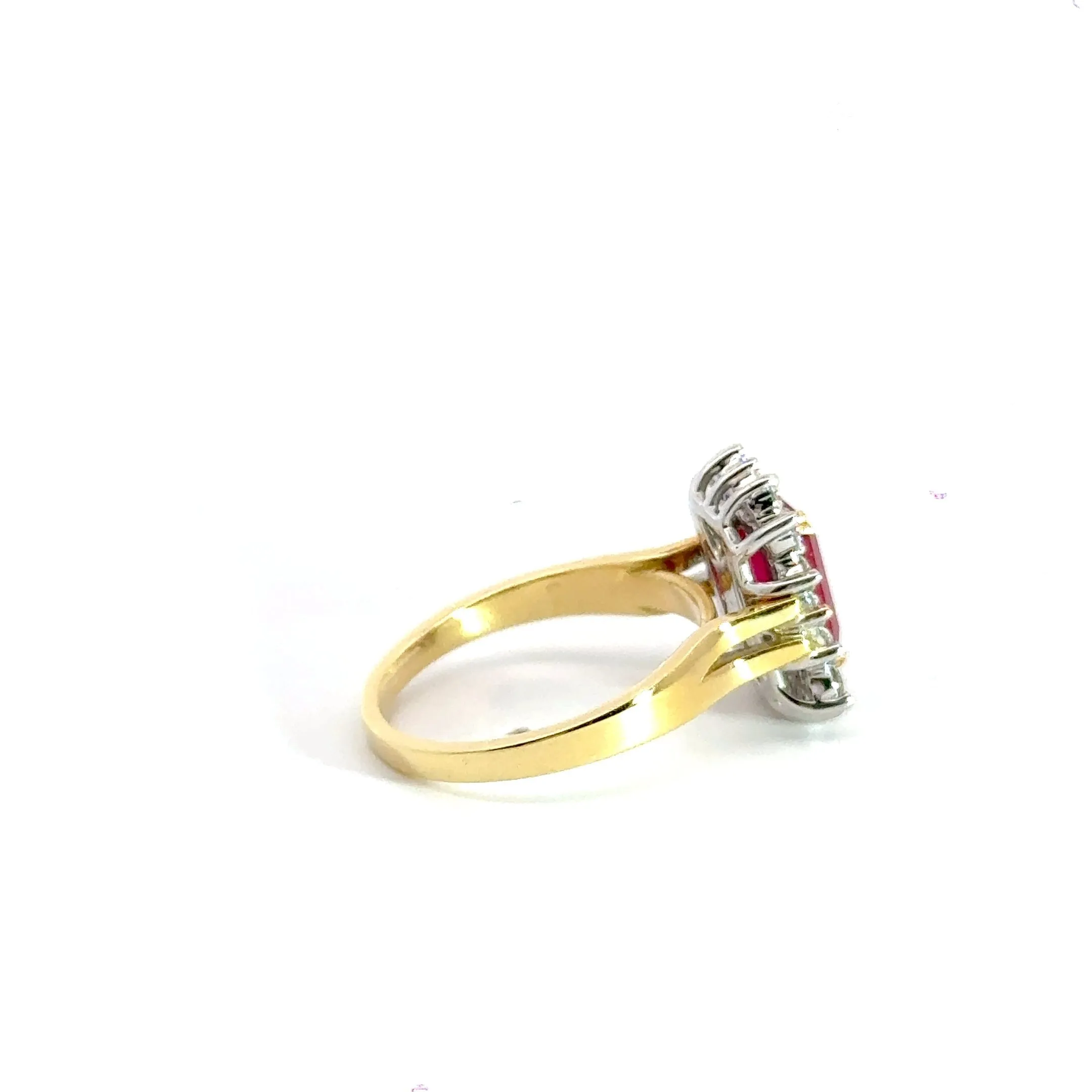 18CT Yellow Gold Baguette 2.00CT Ruby & 0.80CT Diamond Cluster