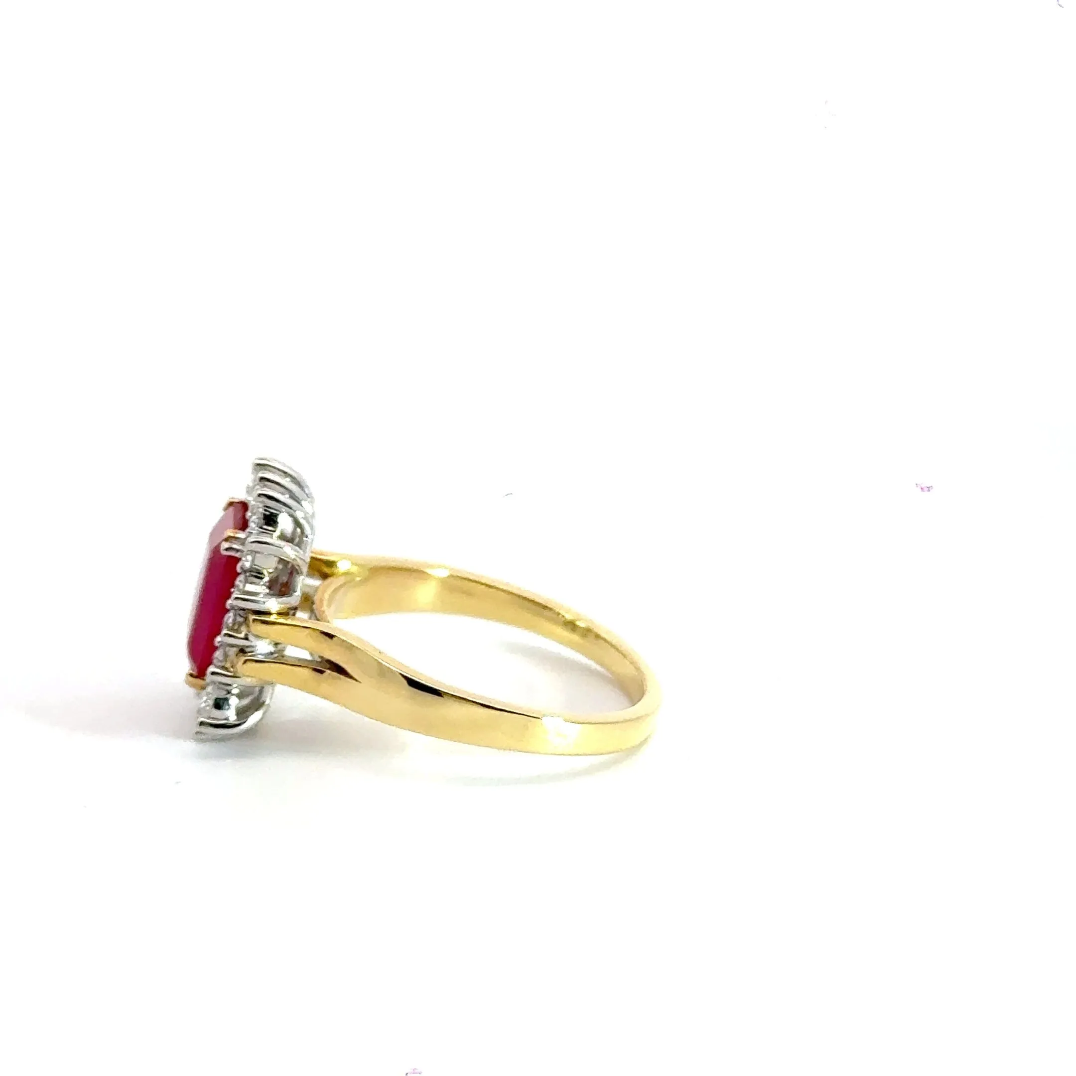 18CT Yellow Gold Baguette 2.00CT Ruby & 0.80CT Diamond Cluster