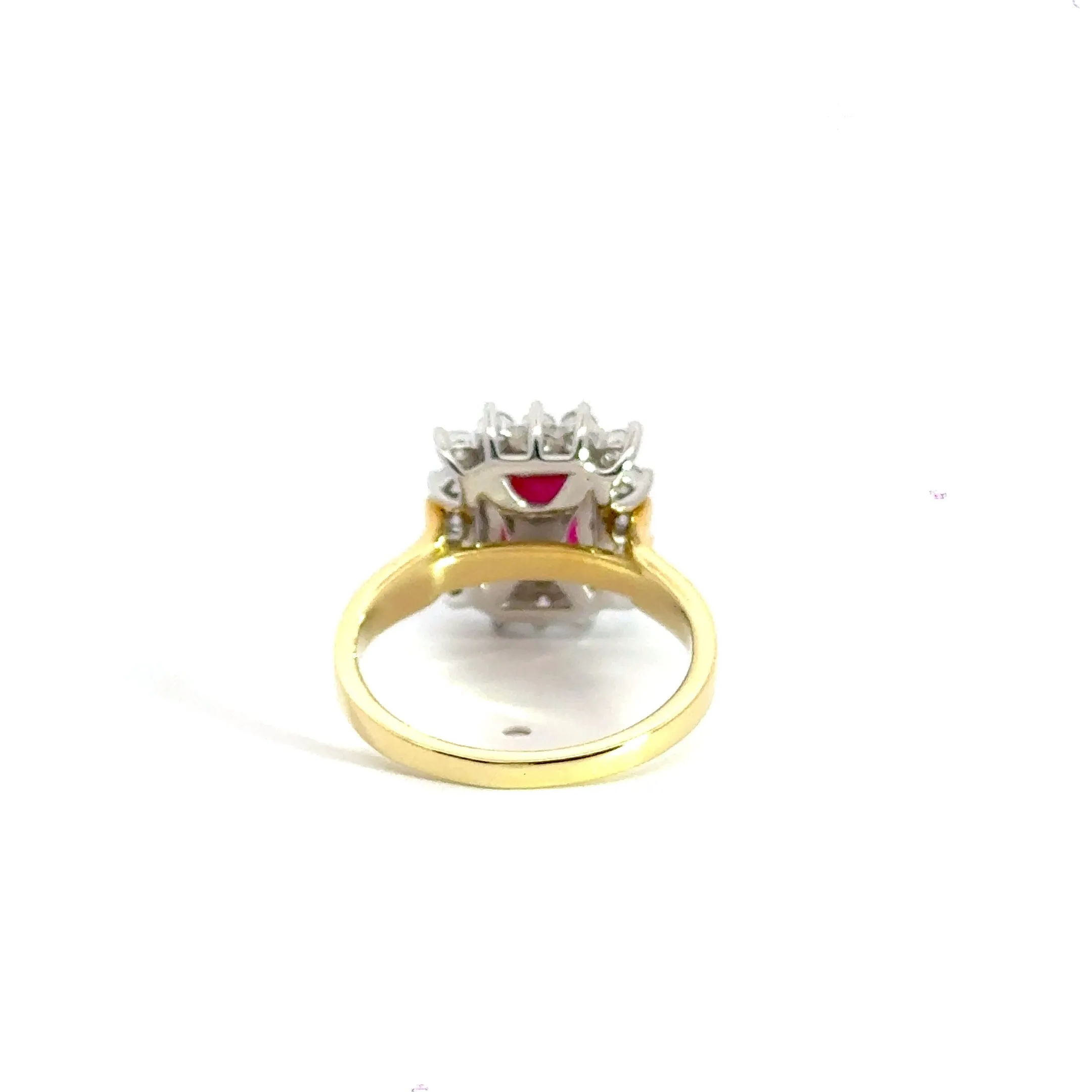 18CT Yellow Gold Baguette 2.00CT Ruby & 0.80CT Diamond Cluster