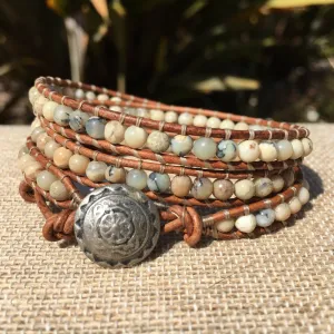 3-Wrap Bracelet - White African Opal - Fall Pick