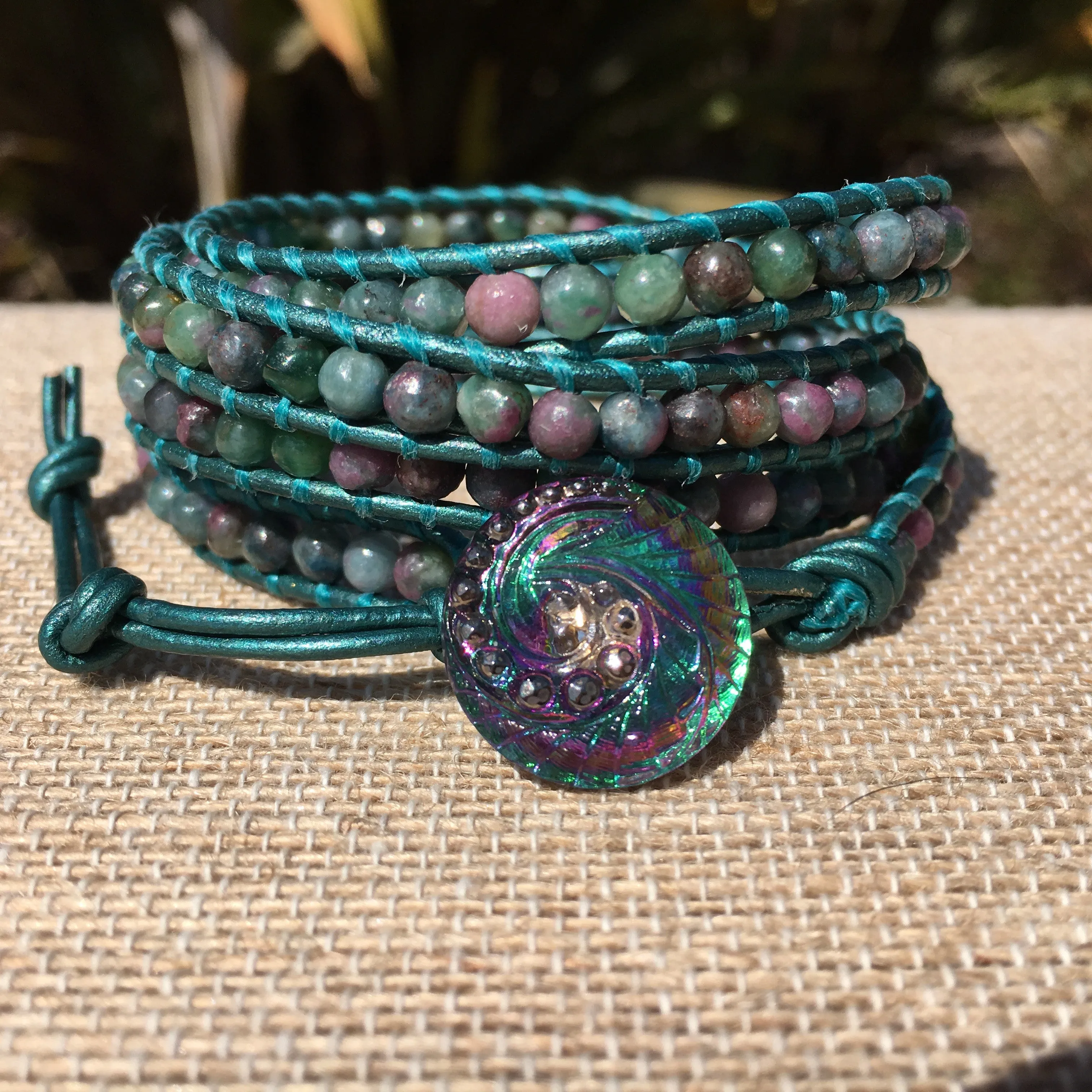 4-Wrap Bracelet - Apatite Ruby #2