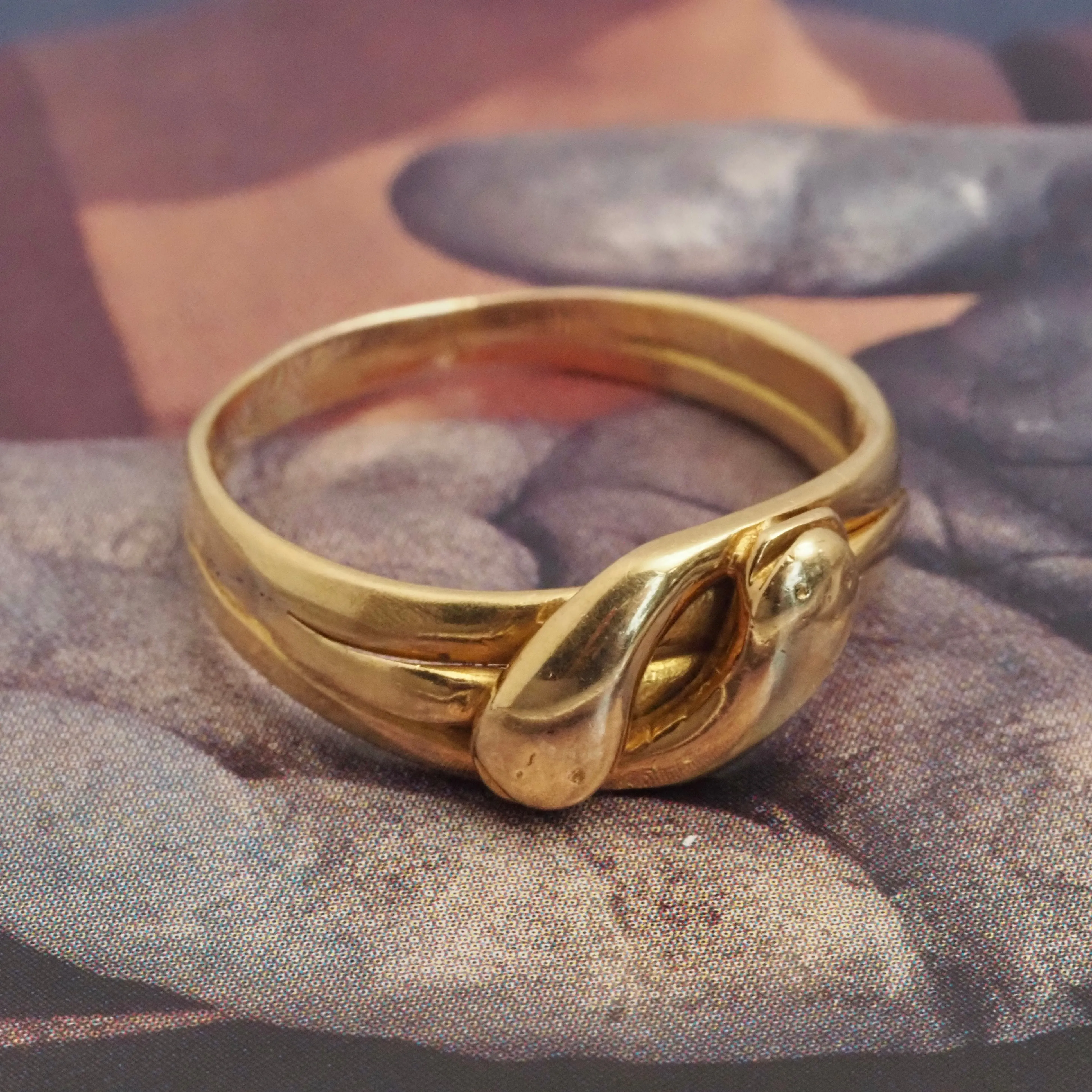 Antique 18k Gold Double Headed Snake Ring