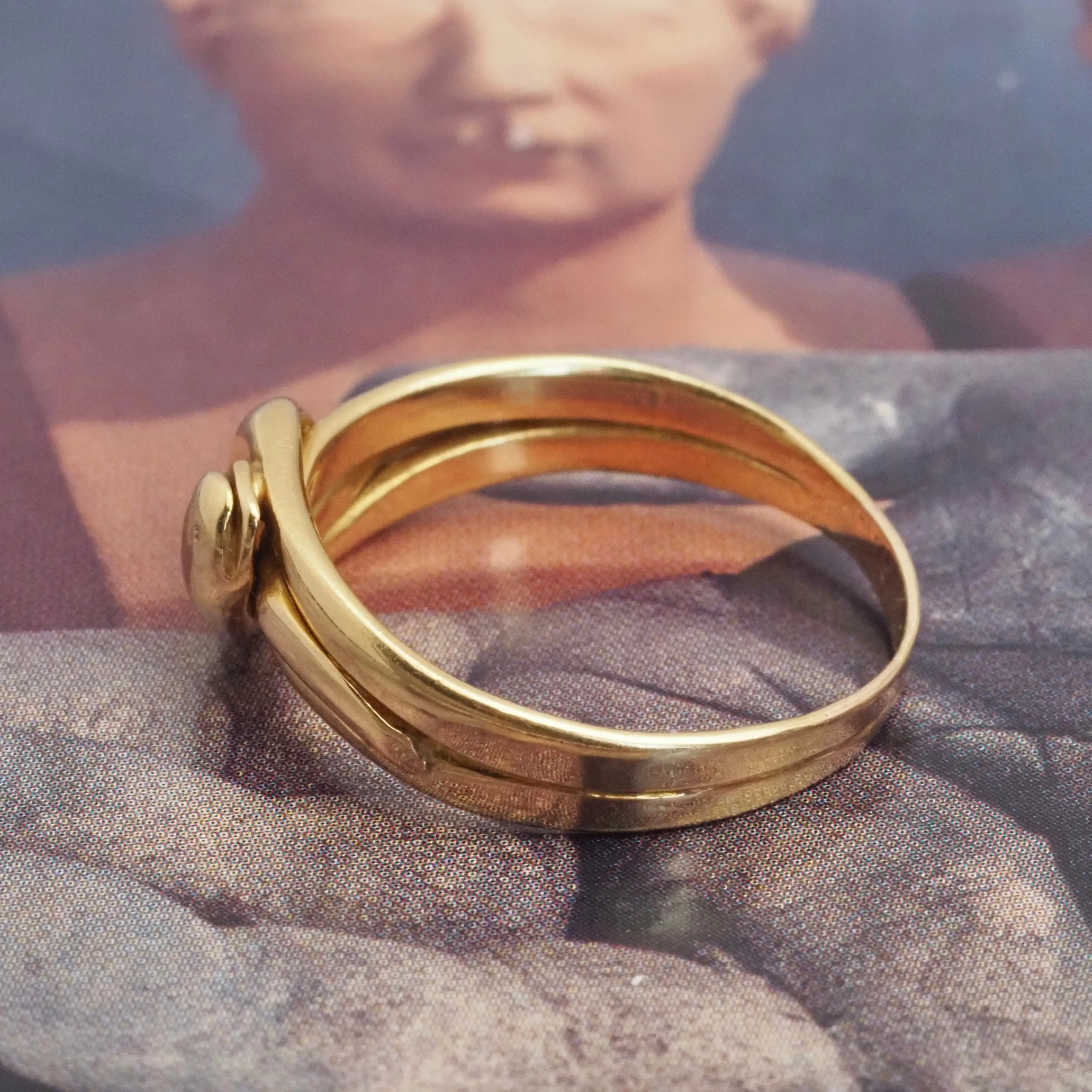 Antique 18k Gold Double Headed Snake Ring