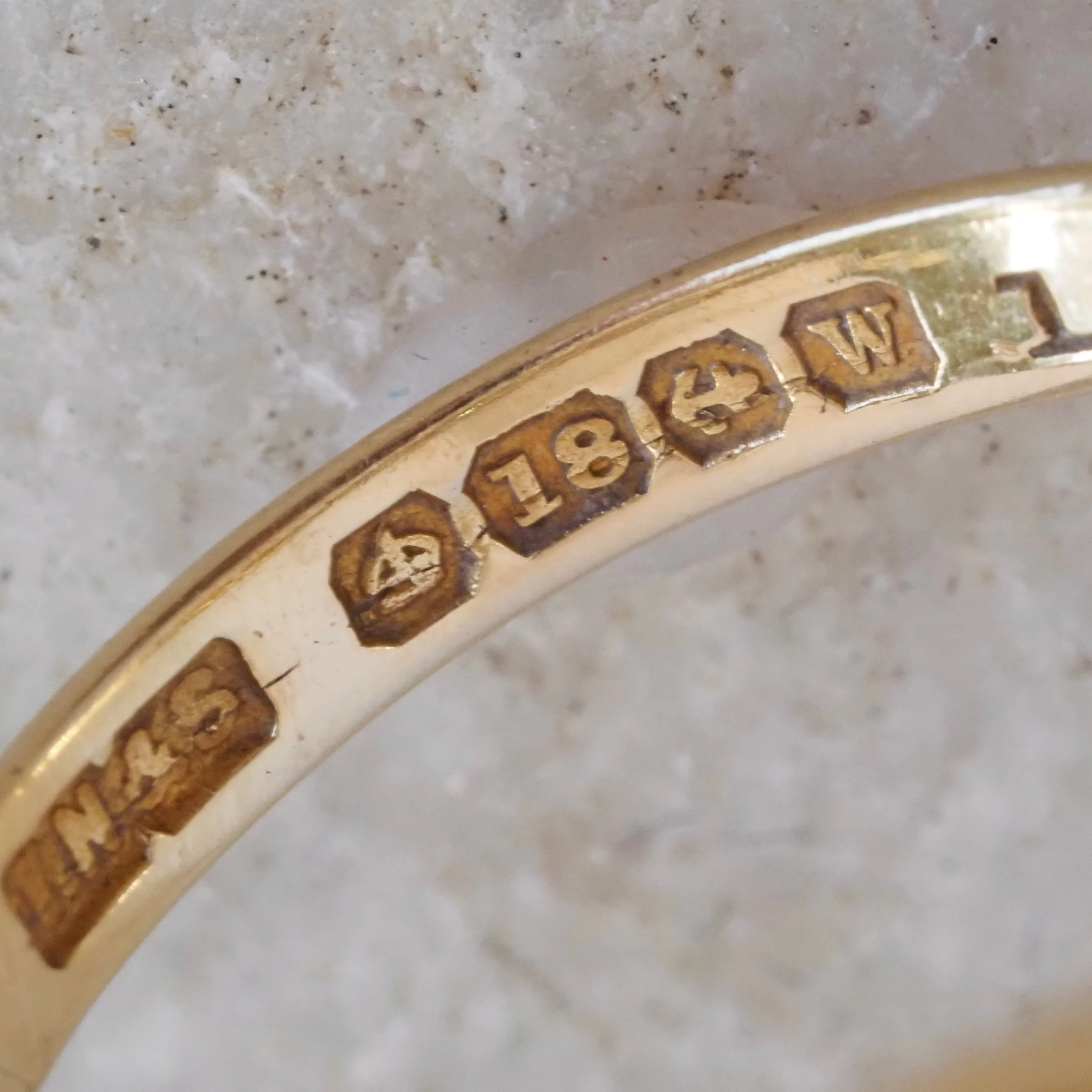 Antique c. 1921 English 18k Gold Five Stone Diamond Boat Ring
