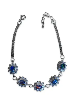 Australian Triplet Opals surrounded by cubic zirconia bracelet set in Sterling Silver