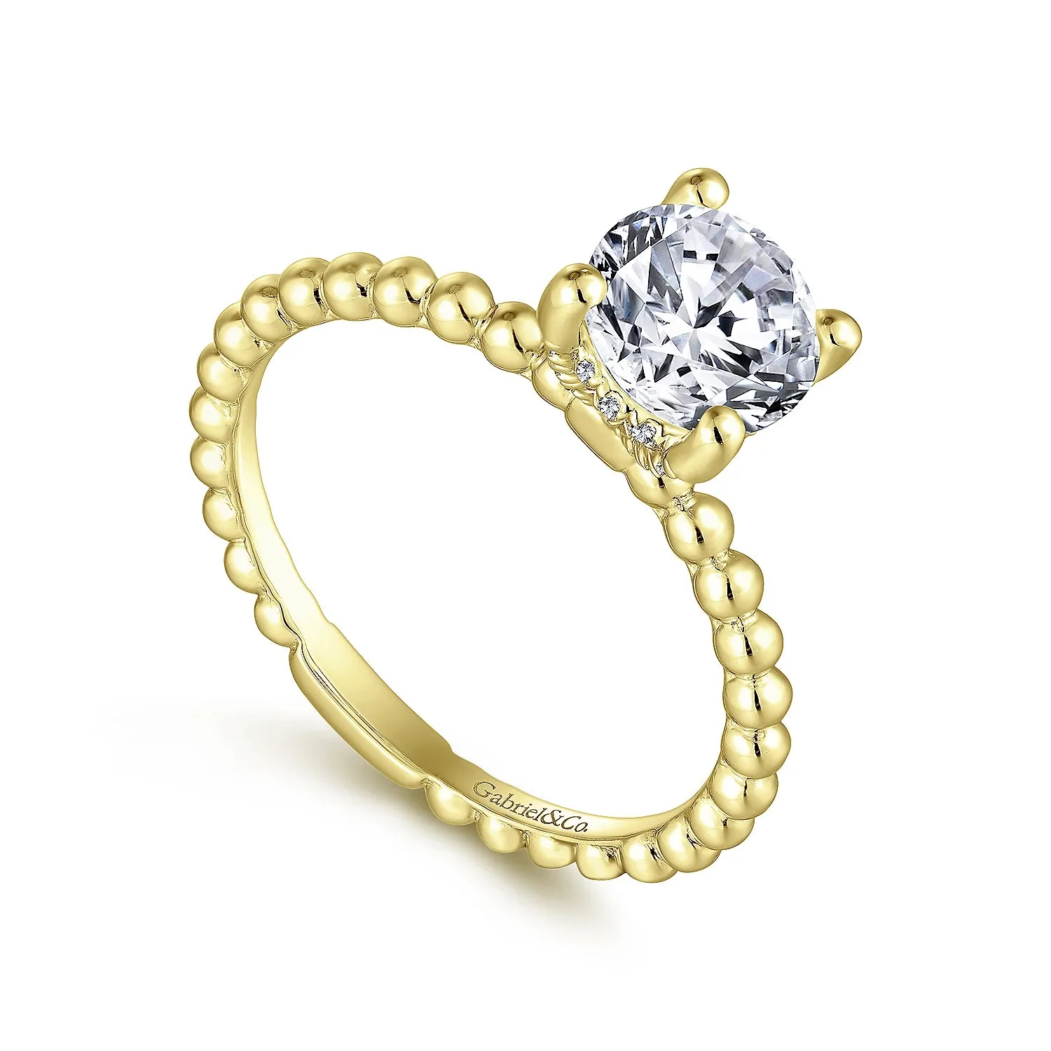 Beaded Hidden Halo Engagement Ring Mounting