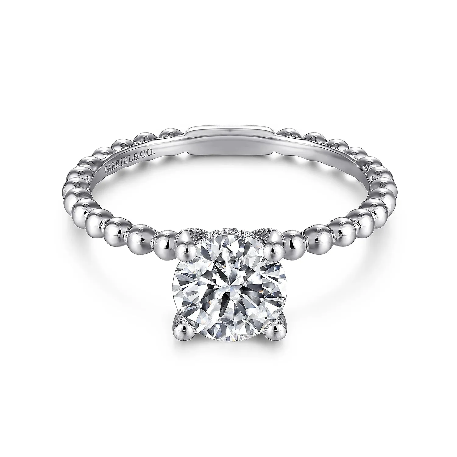 Beaded Hidden Halo Engagement Ring Mounting