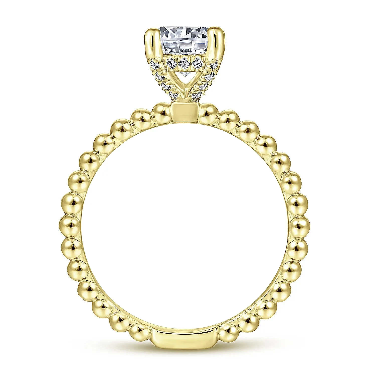Beaded Hidden Halo Engagement Ring Mounting