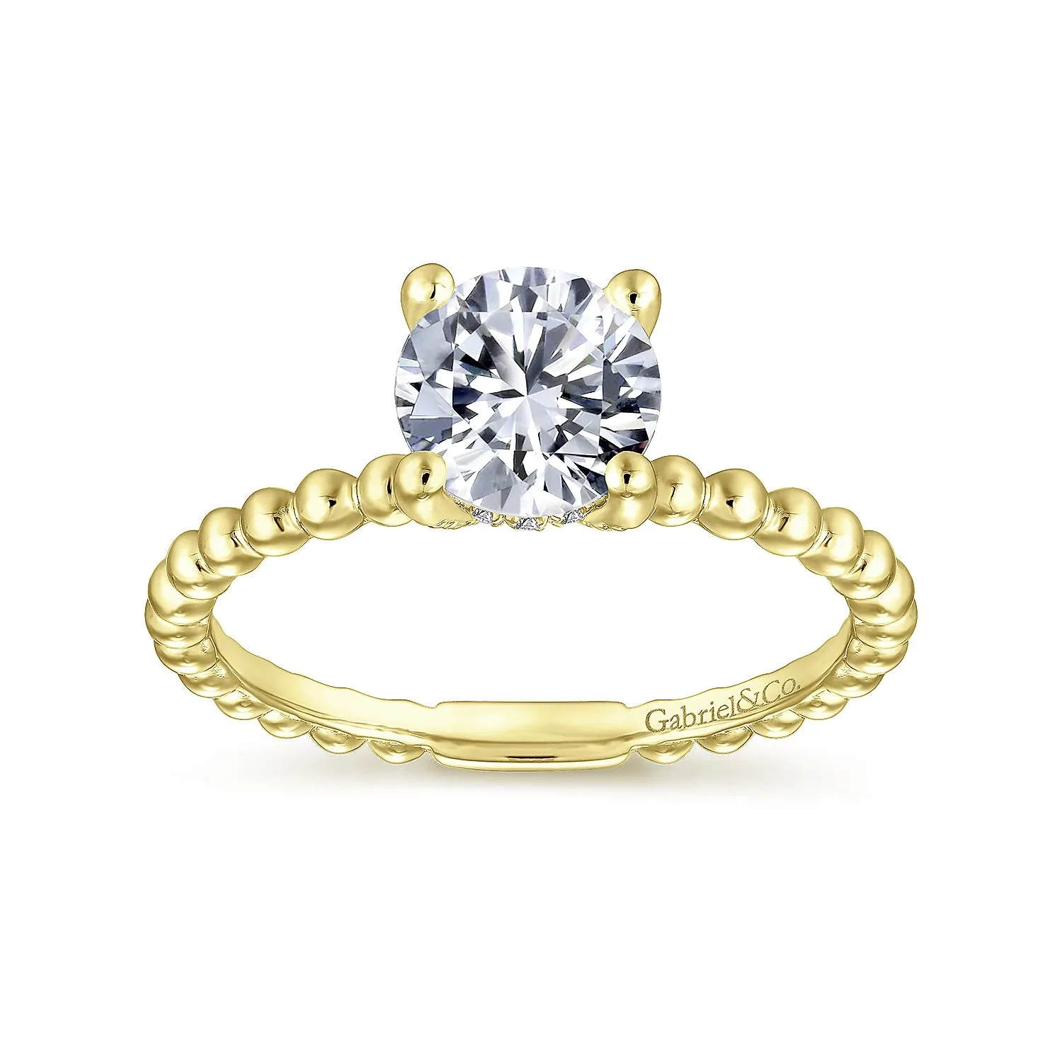 Beaded Hidden Halo Engagement Ring Mounting