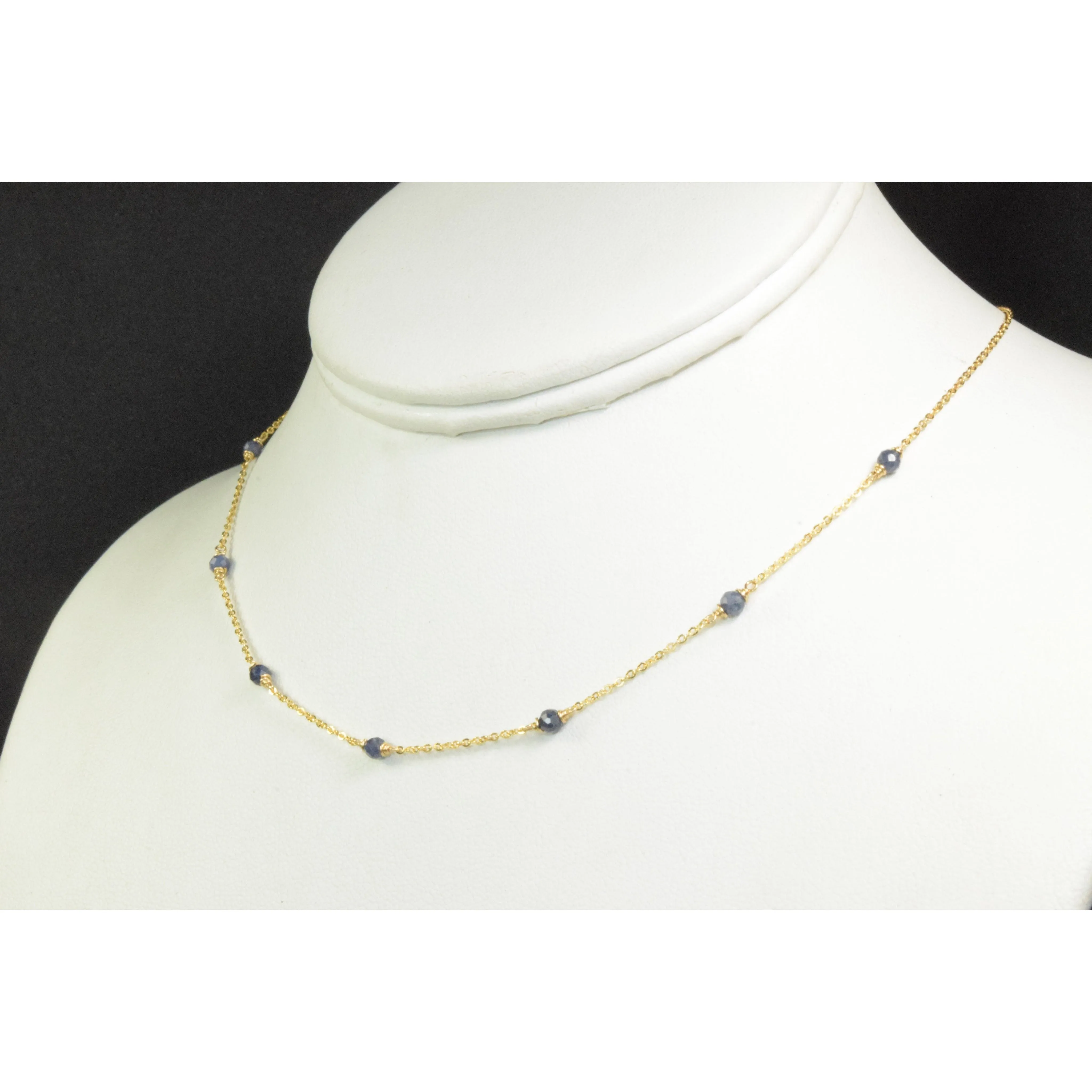 Blue Sapphire Beaded Choker Necklace