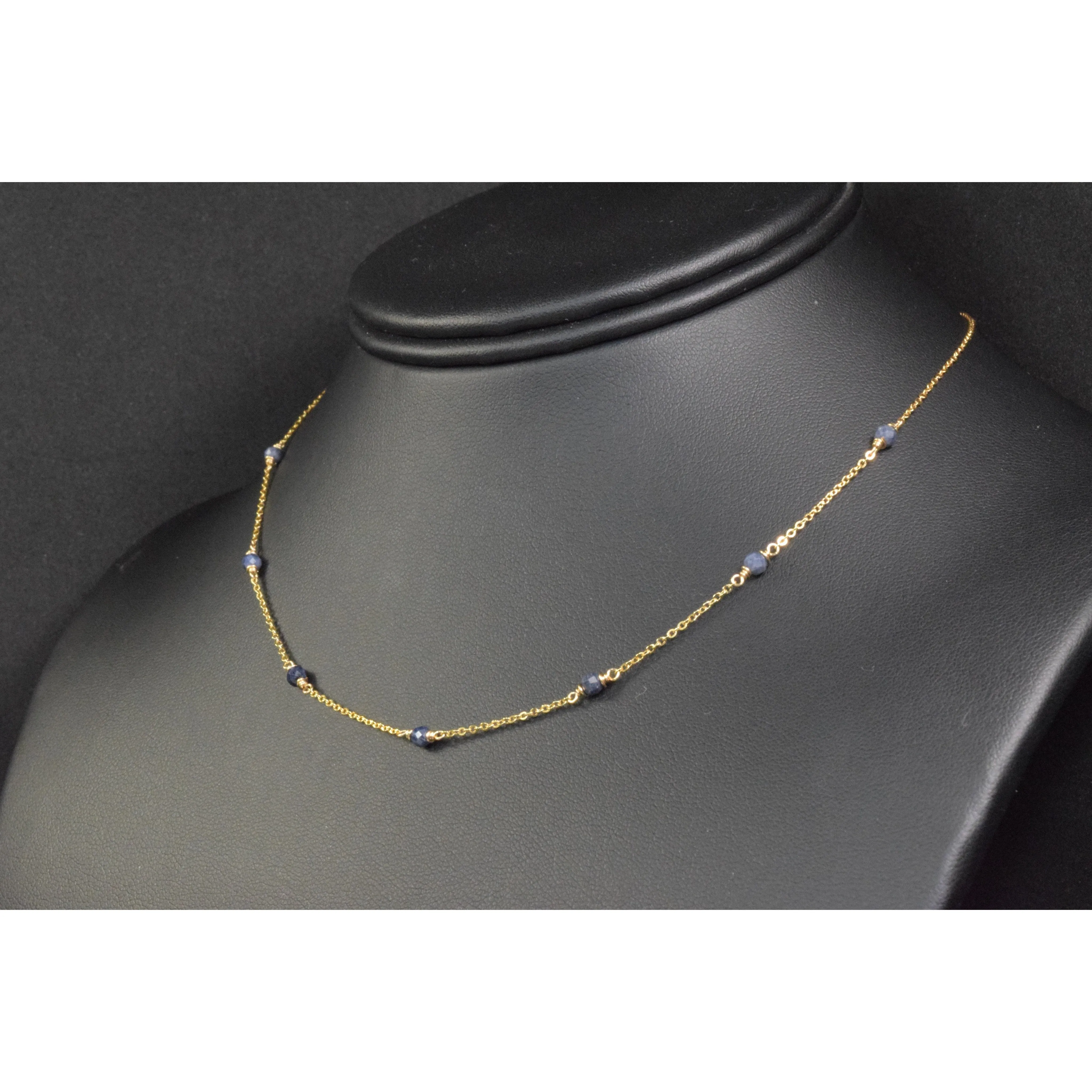 Blue Sapphire Beaded Choker Necklace