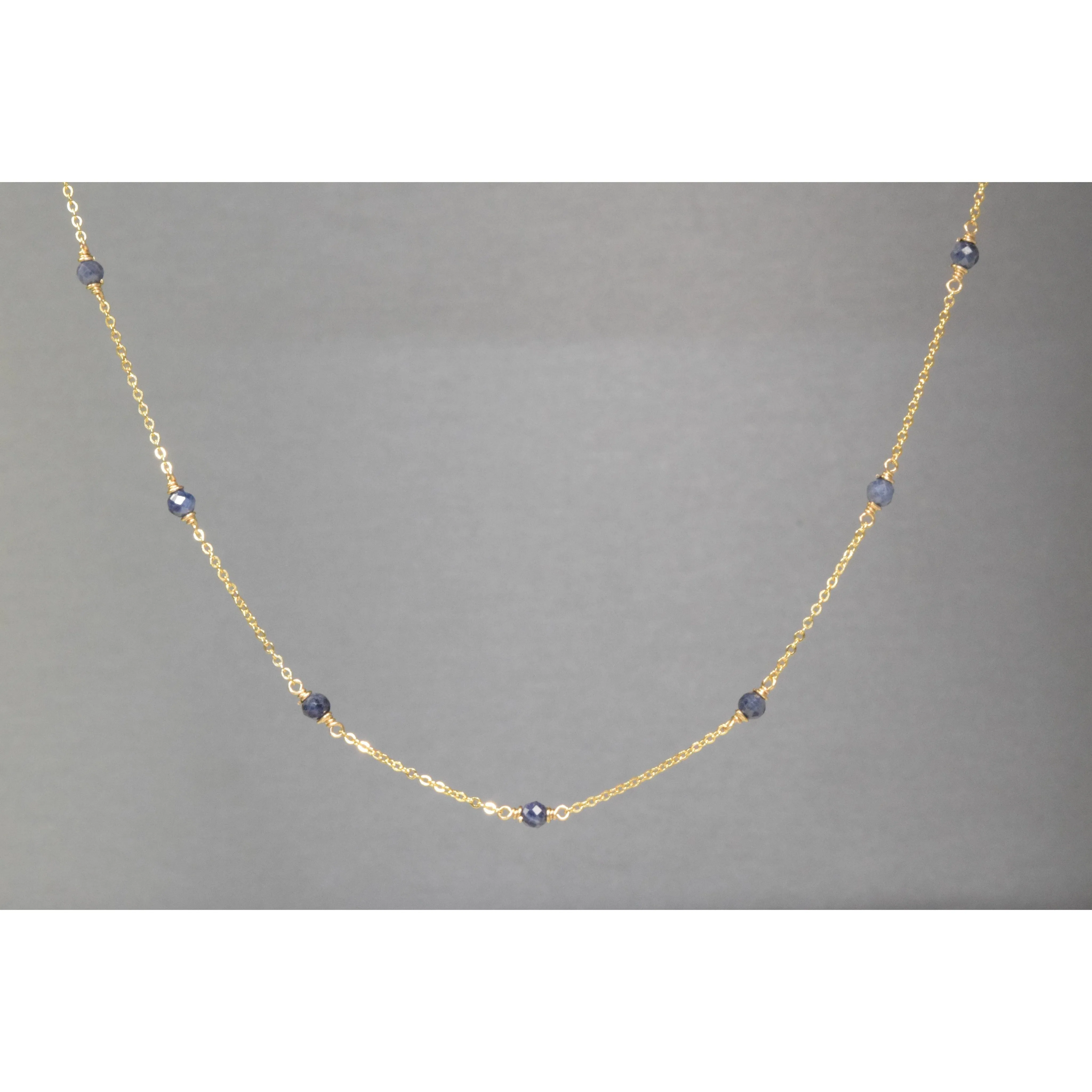 Blue Sapphire Beaded Choker Necklace
