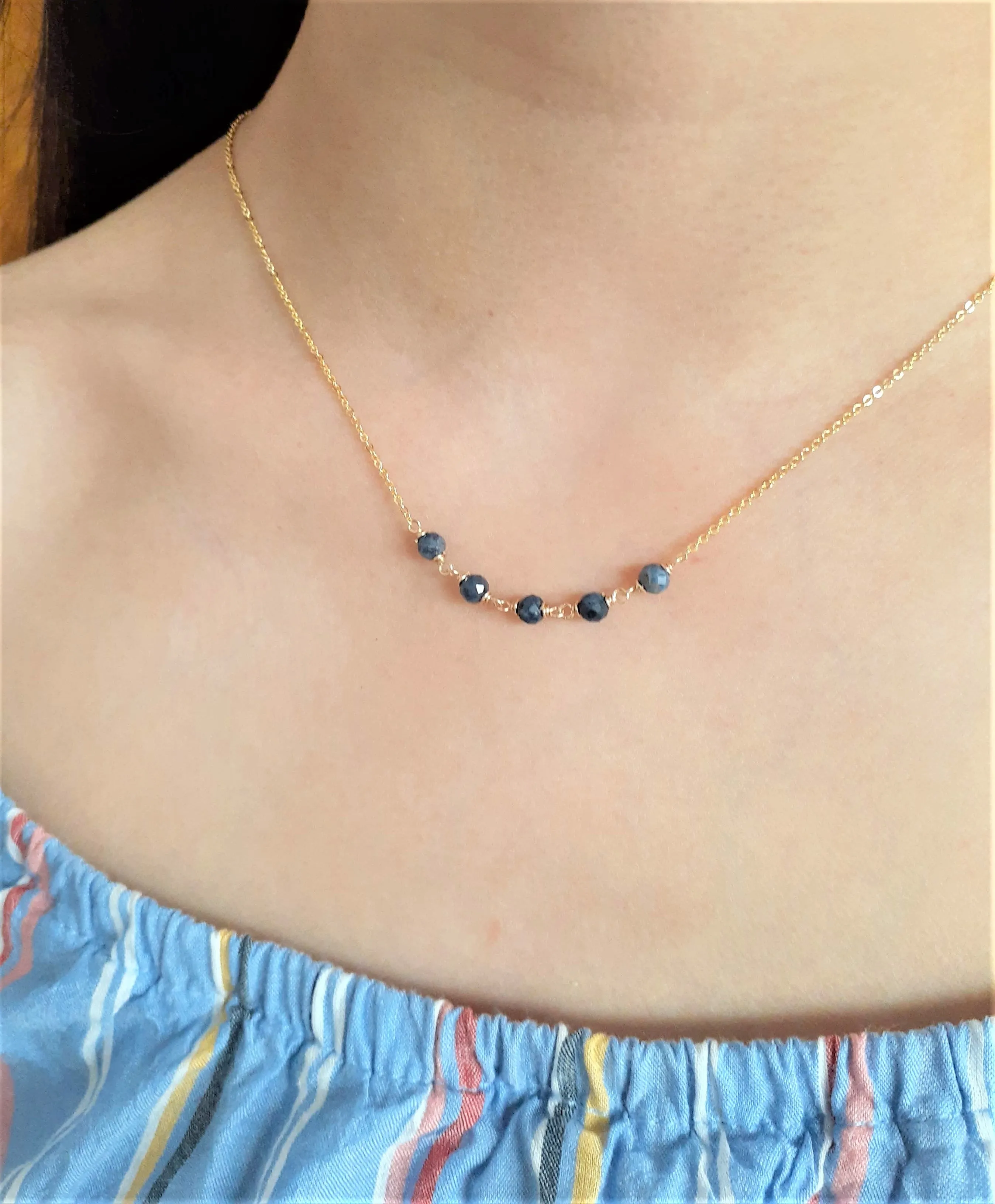 Blue Sapphire Beaded Necklace