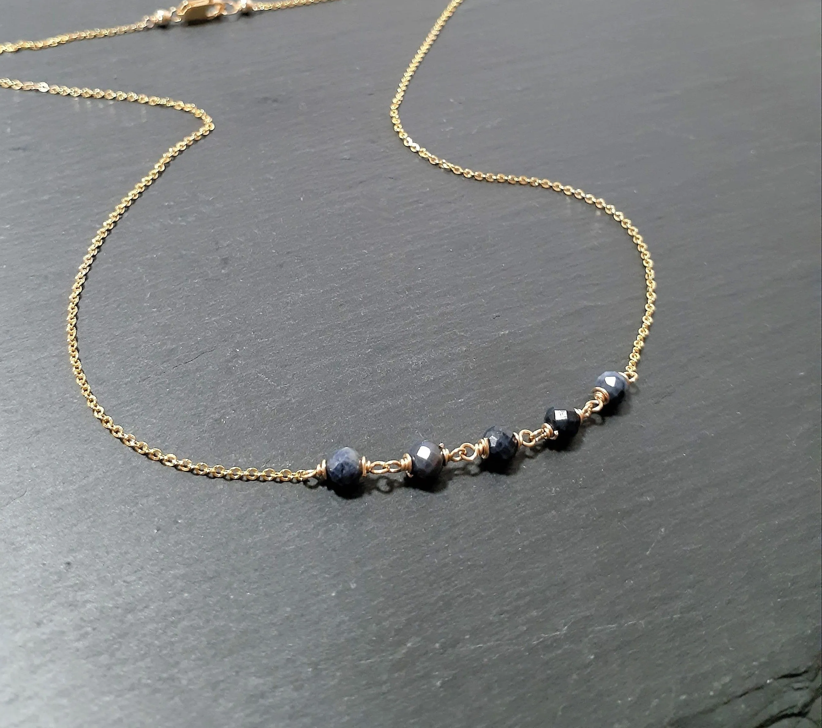 Blue Sapphire Beaded Necklace