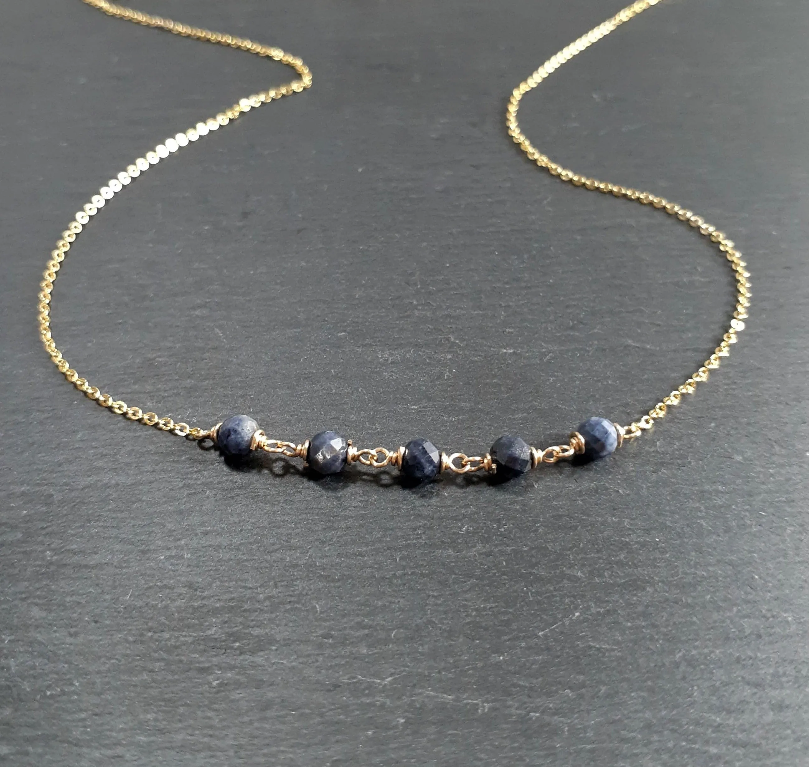 Blue Sapphire Beaded Necklace
