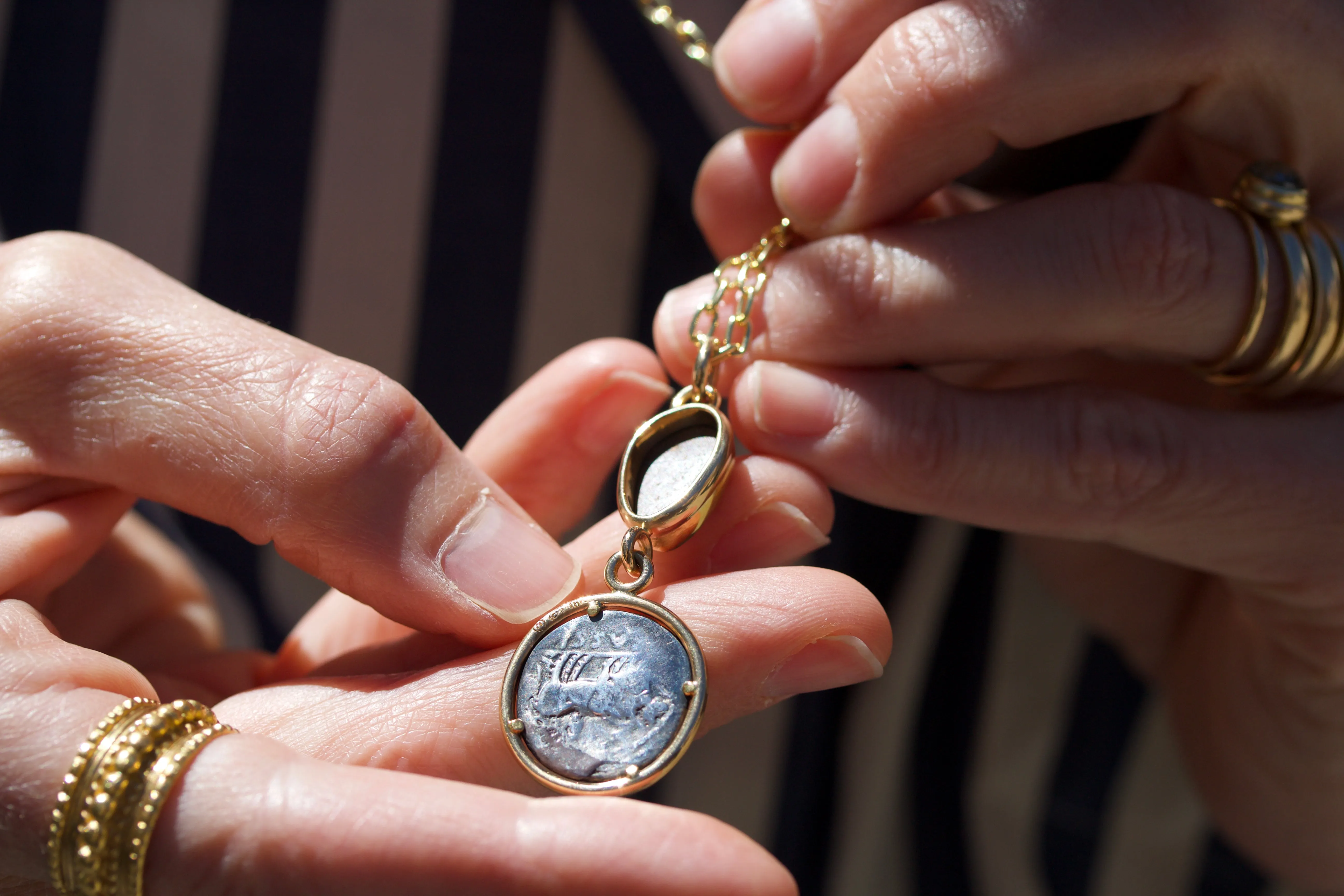 Boulder Opal & Ancient Coin Amulet Necklace