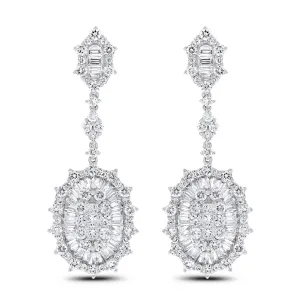 Charm Diamond Earrings (6.05 ct Diamonds) in White Gold