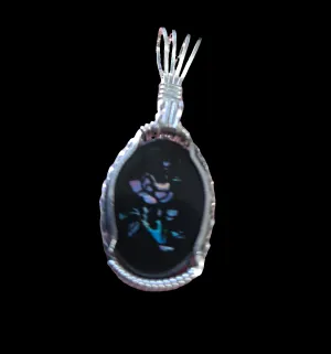 Custom Wire Wrapped Australian Opal Inlaid Opal Necklace/Pendant Sterling Silver