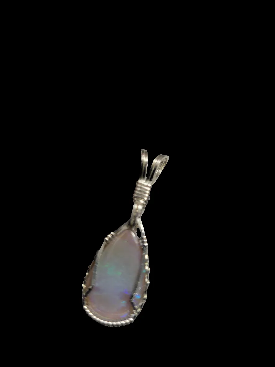 Custom Wire Wrapped Australian Opal Necklace/Pendant Sterling Silver