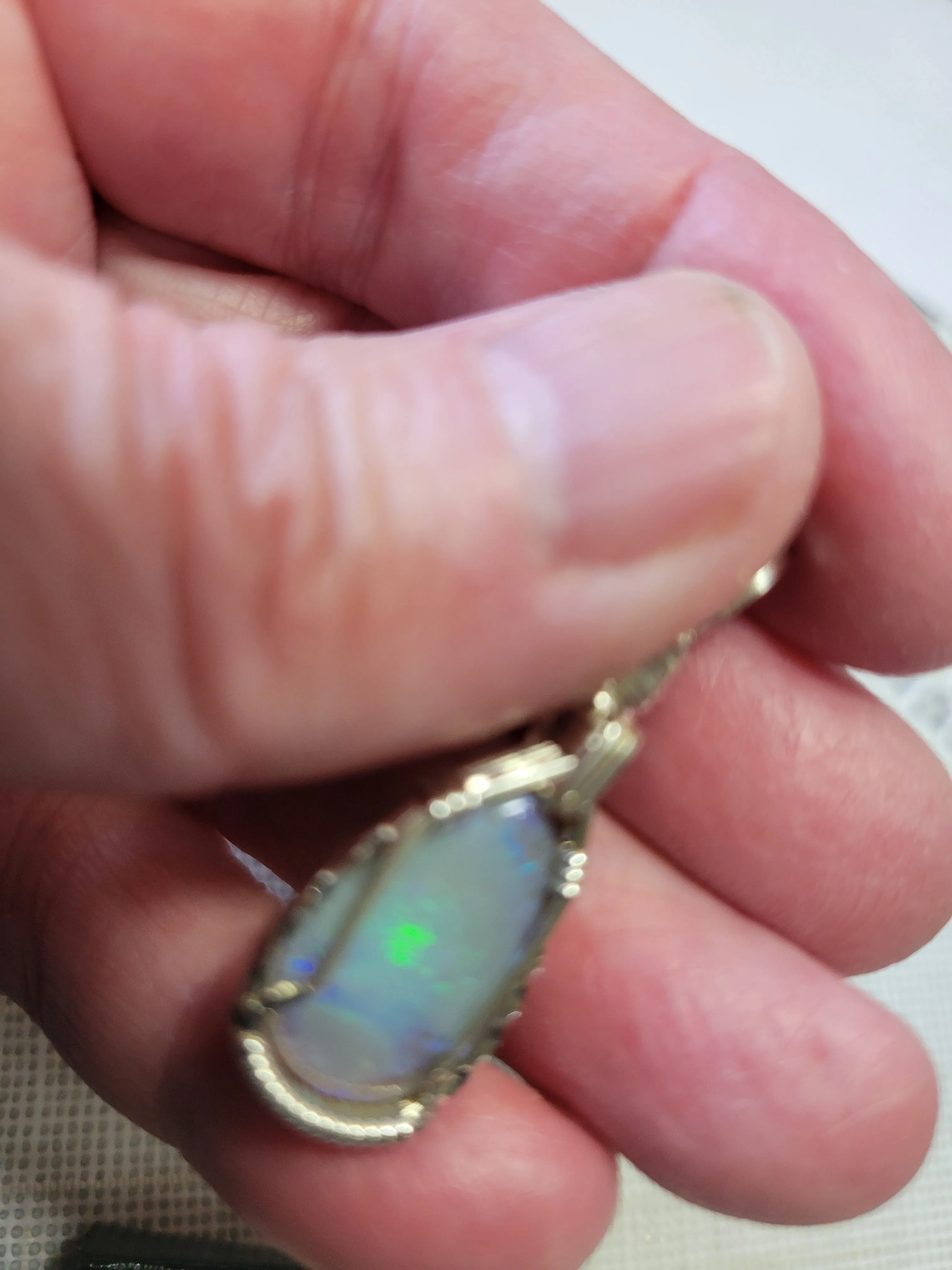 Custom Wire Wrapped Australian Opal Necklace/Pendant Sterling Silver
