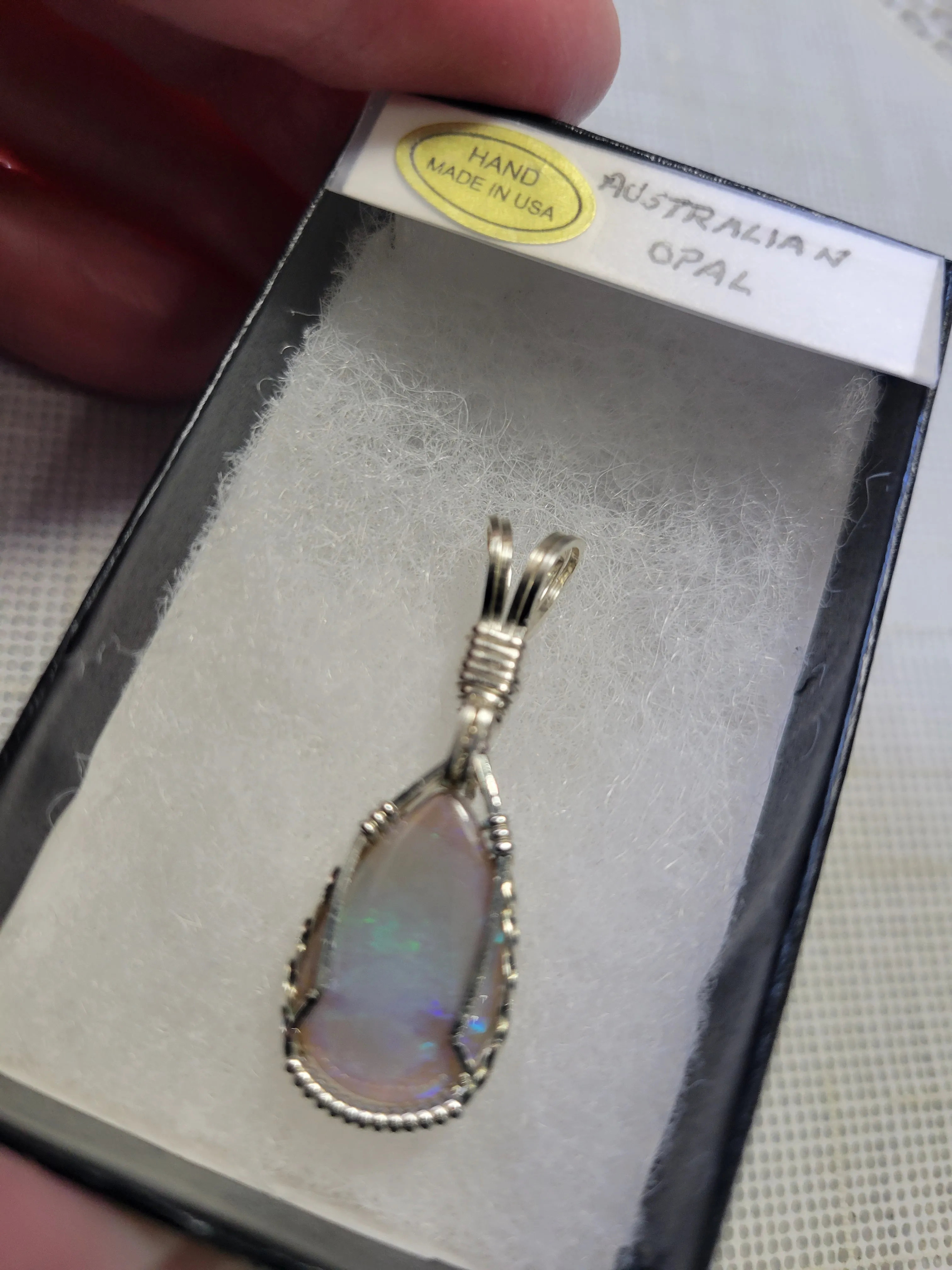 Custom Wire Wrapped Australian Opal Necklace/Pendant Sterling Silver