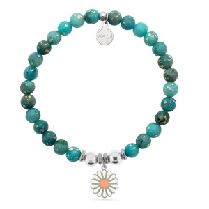 Daisy Enamel Charm with Blue Opal Jade Charity Bracelet