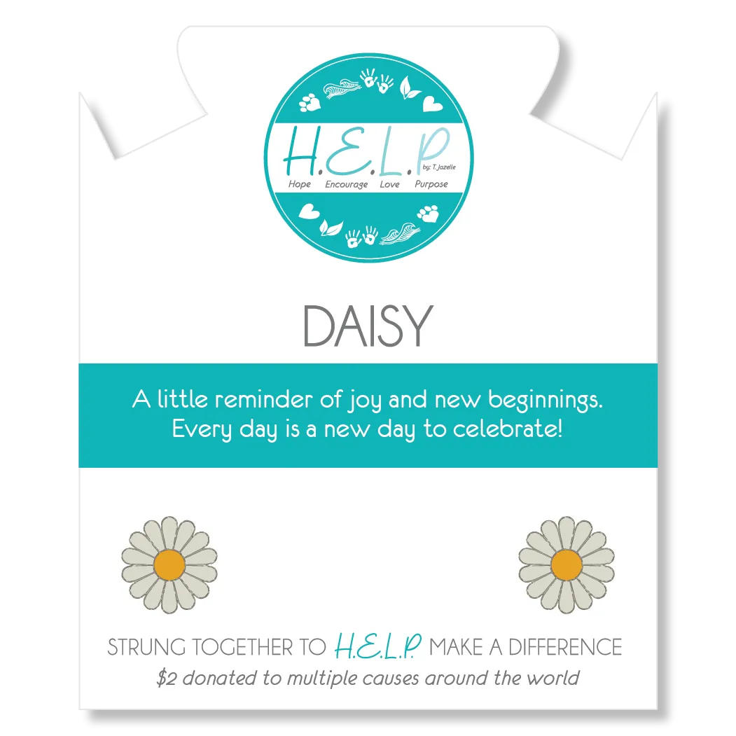 Daisy Enamel Charm with Blue Opal Jade Charity Bracelet