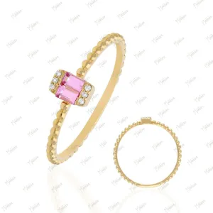 Diamond & Baguette Pink Sapphire Ring in US Size 5