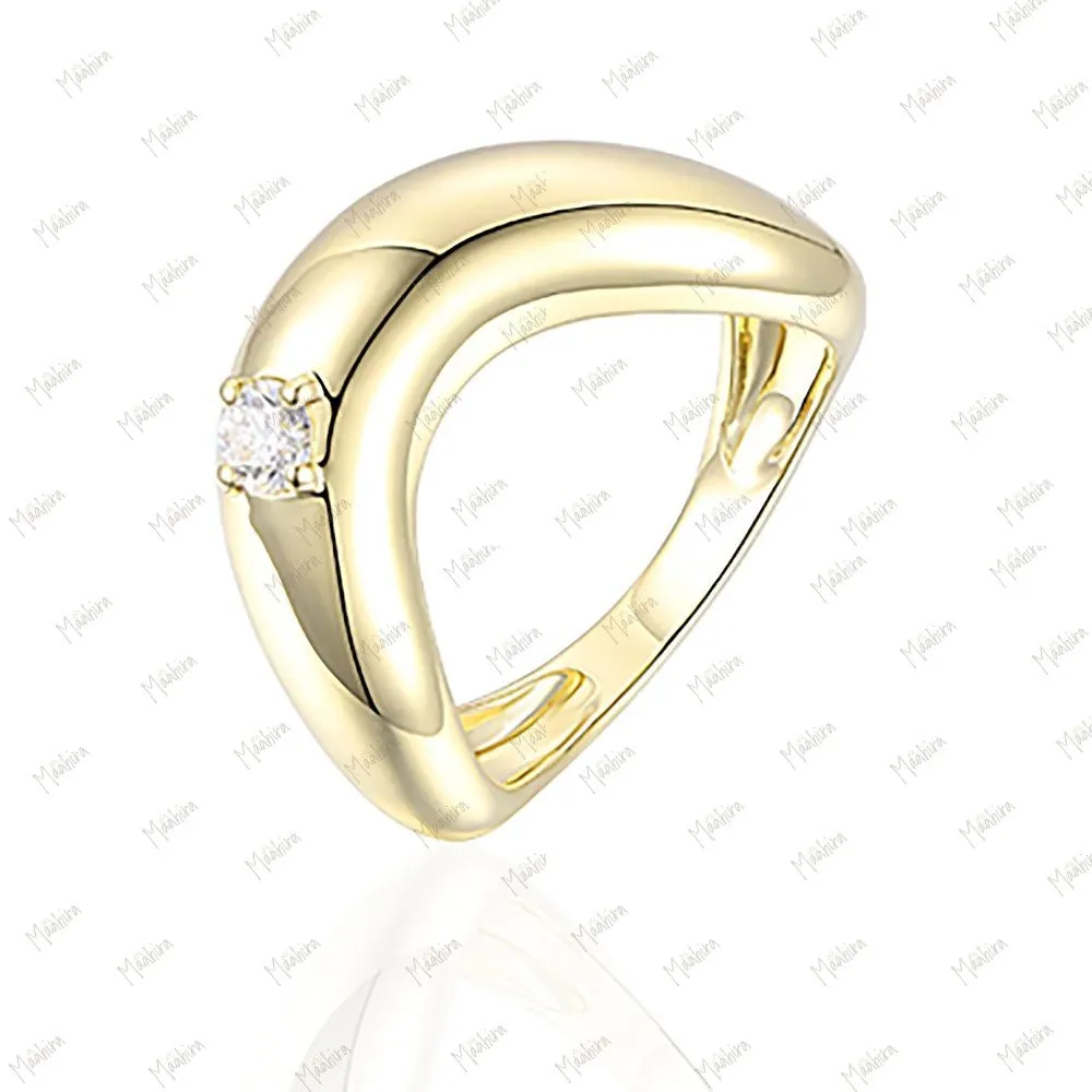 Diamond Curved Band Ring in US Size 6