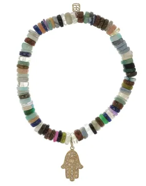 Diamond Hamsa Multi Color Beaded Bracelet