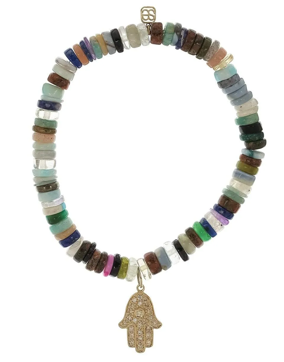 Diamond Hamsa Multi Color Beaded Bracelet