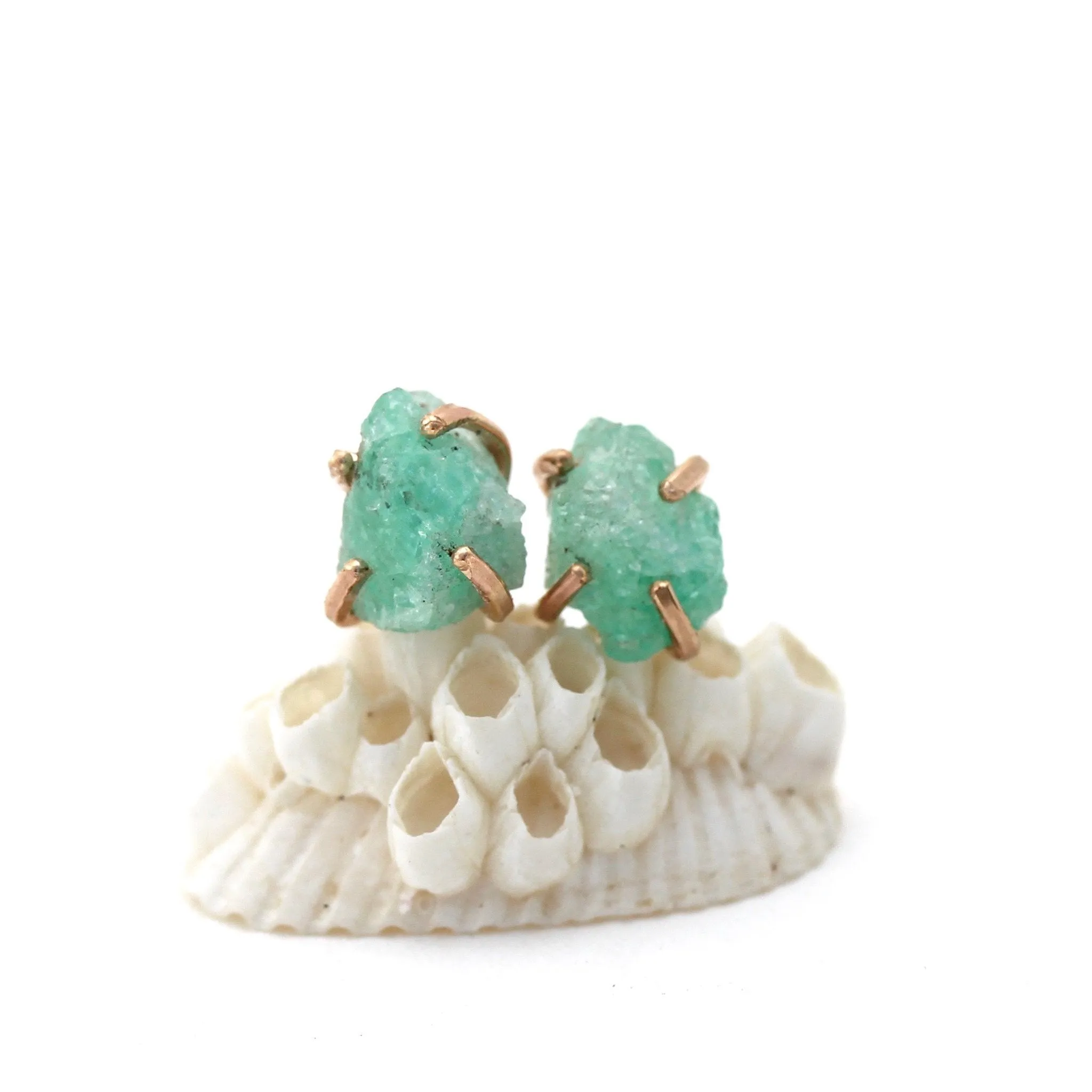 Emerald Raw Stud Earrings