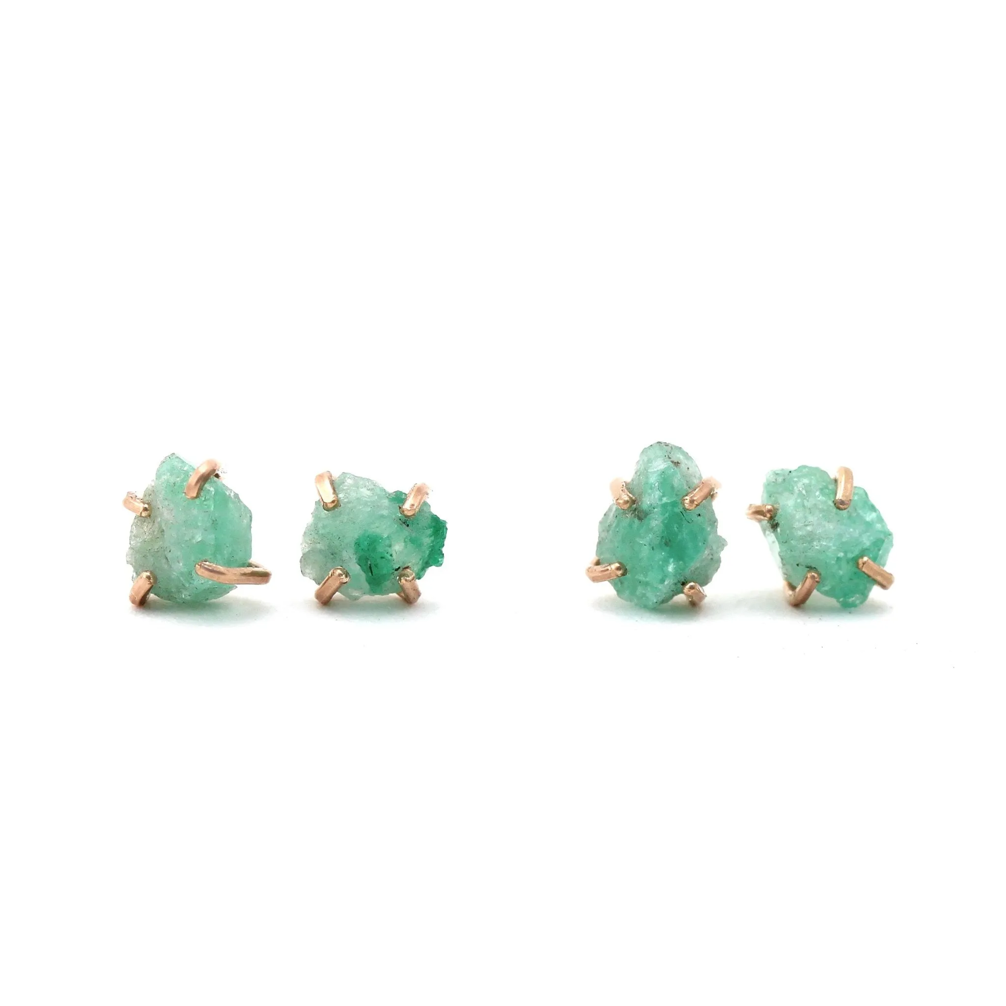 Emerald Raw Stud Earrings