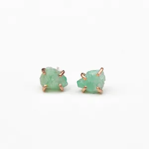 Emerald Raw Stud Earrings