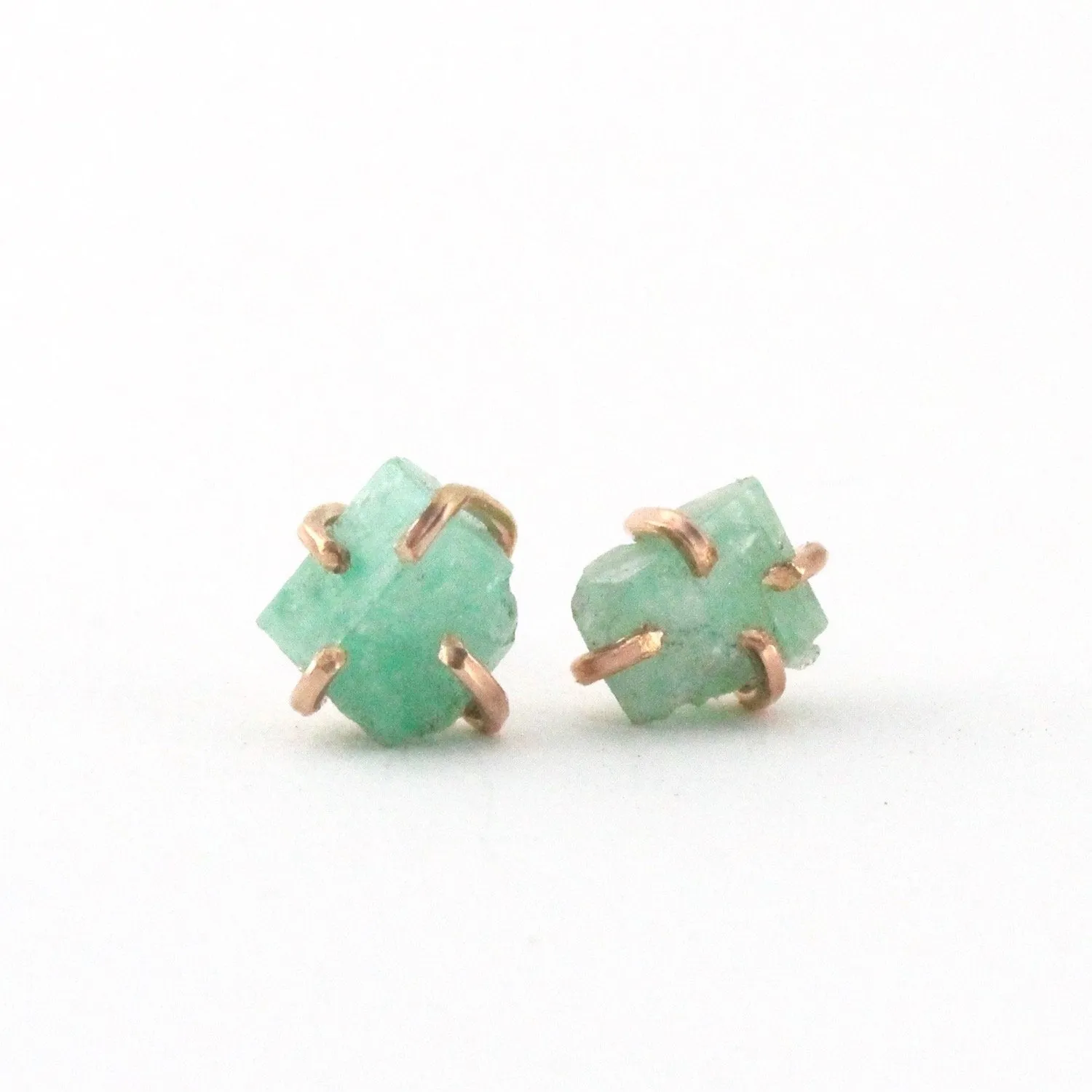 Emerald Raw Stud Earrings