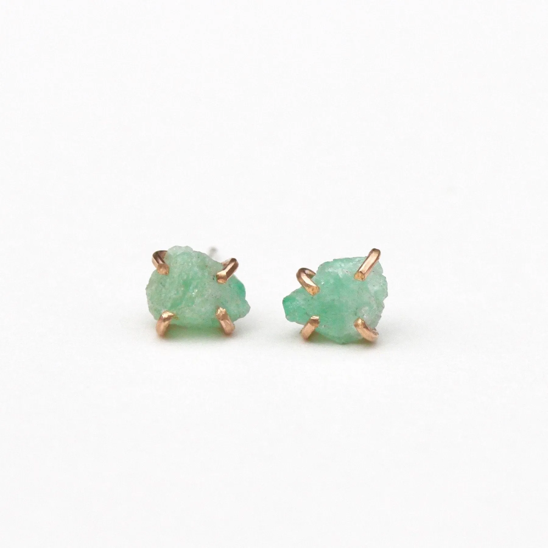 Emerald Raw Stud Earrings