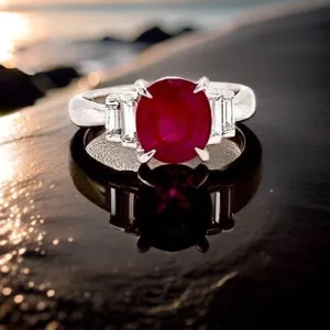 Estate 2.17 ct Ruby and Diamond Platinum Ring 12025