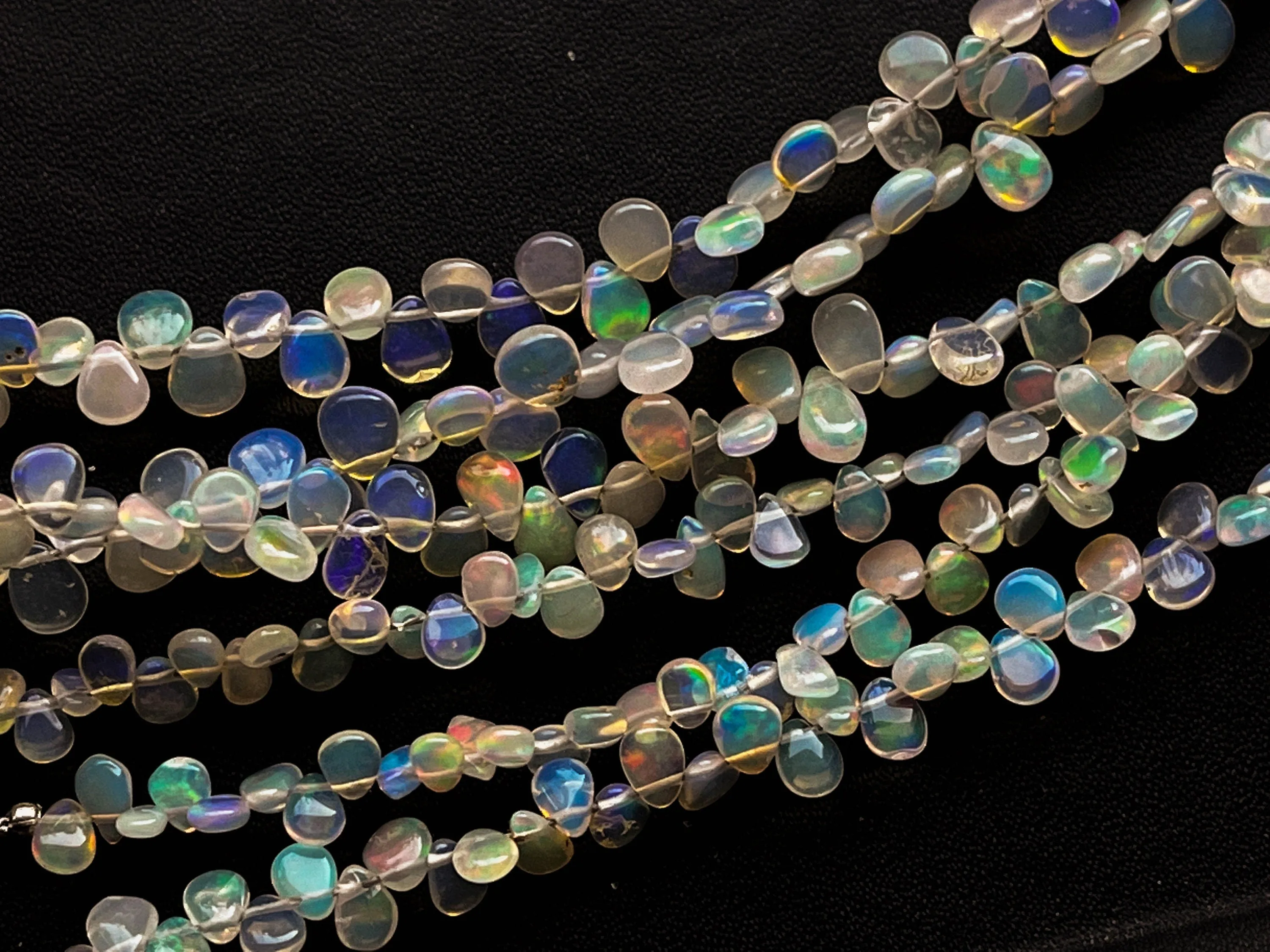 Ethiopian Opal Pear Shape Briolette - 6 Strings bunch