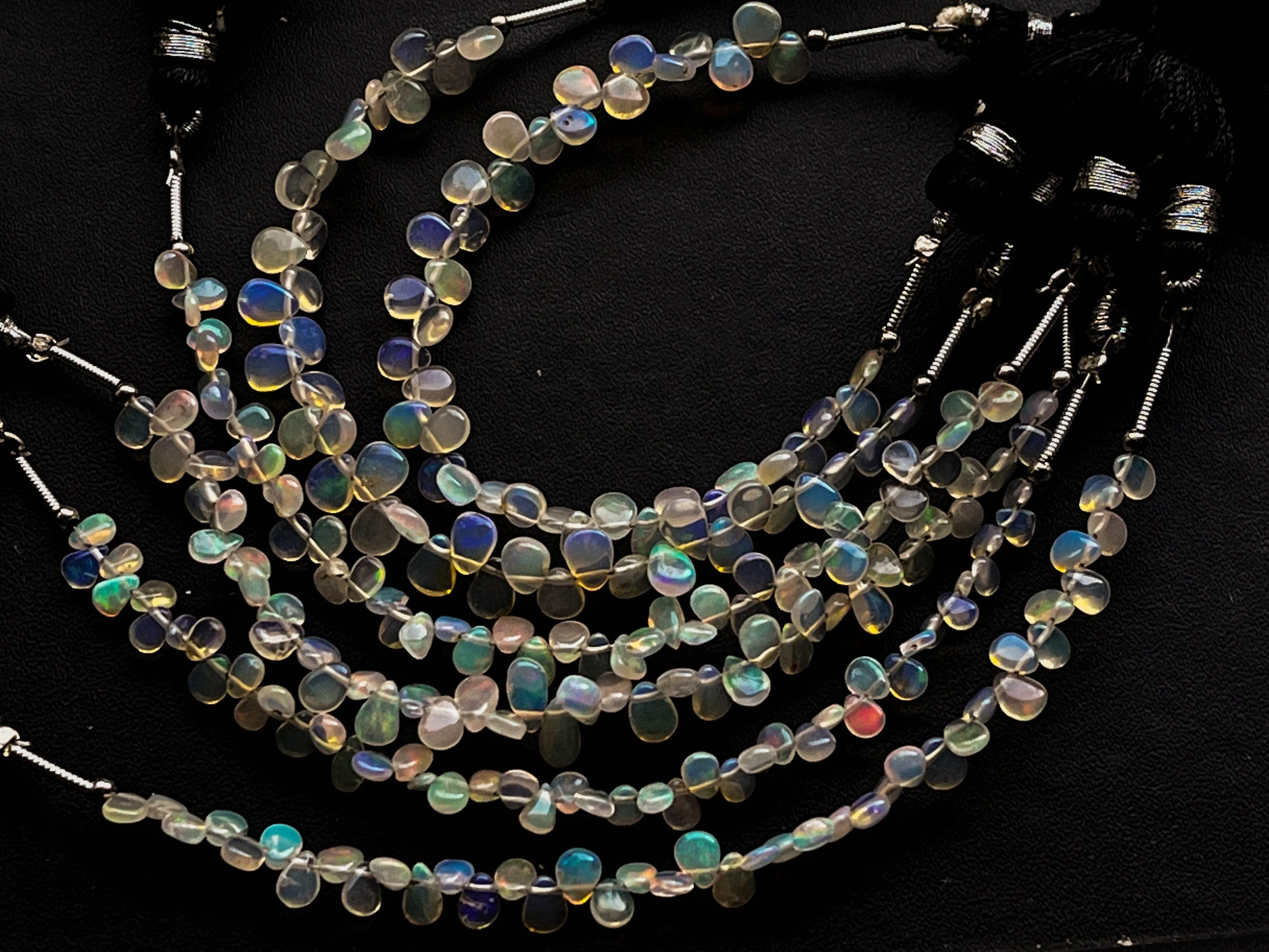 Ethiopian Opal Pear Shape Briolette - 6 Strings bunch