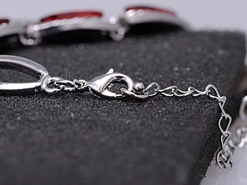 Exotic Oval Ruby Red Chain Link Princess Bracelet