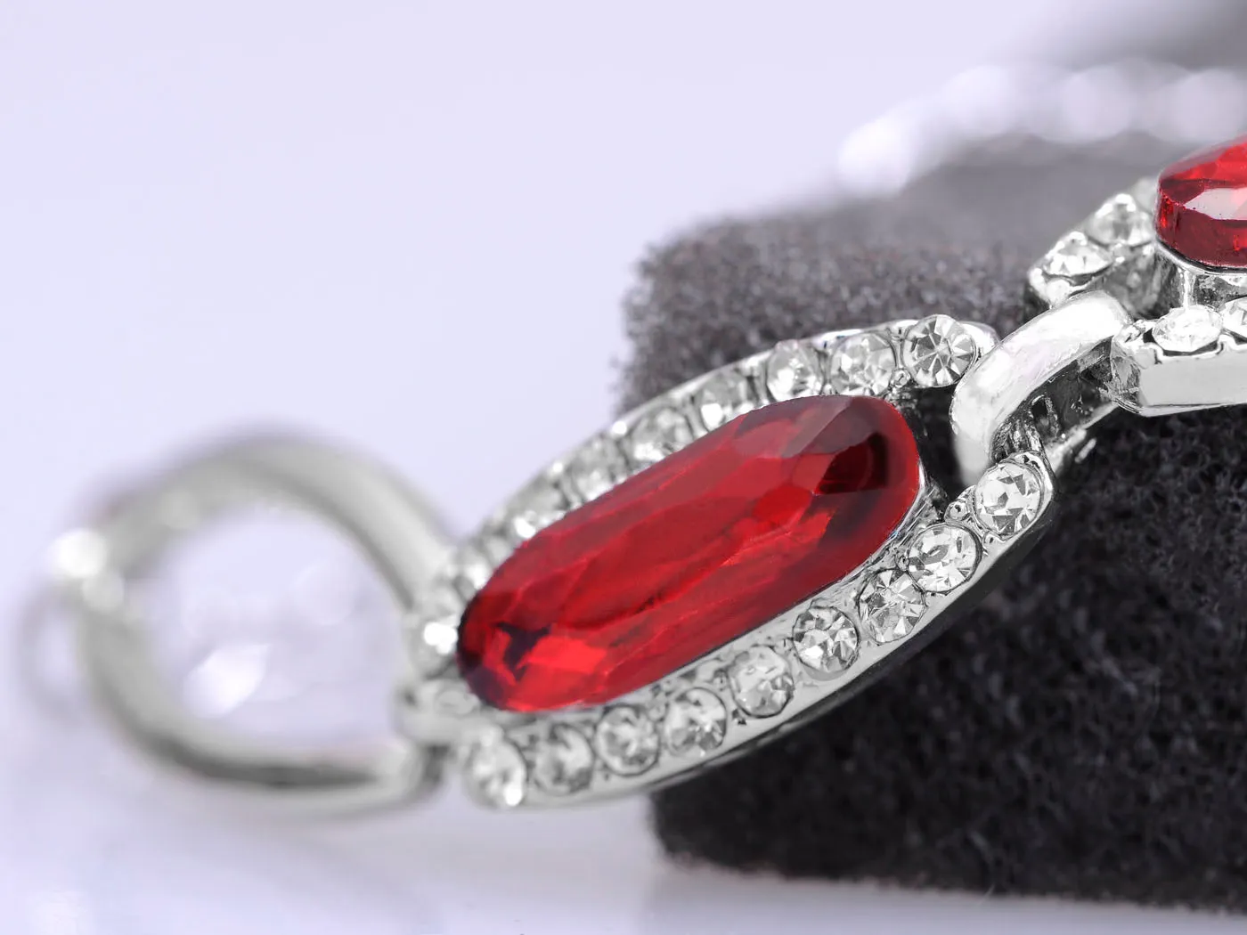 Exotic Oval Ruby Red Chain Link Princess Bracelet