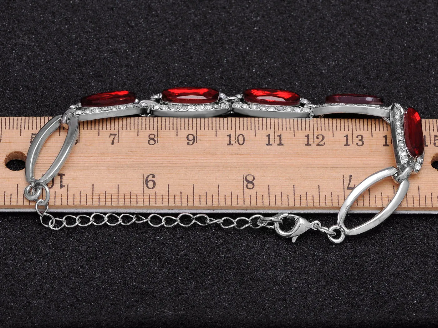 Exotic Oval Ruby Red Chain Link Princess Bracelet