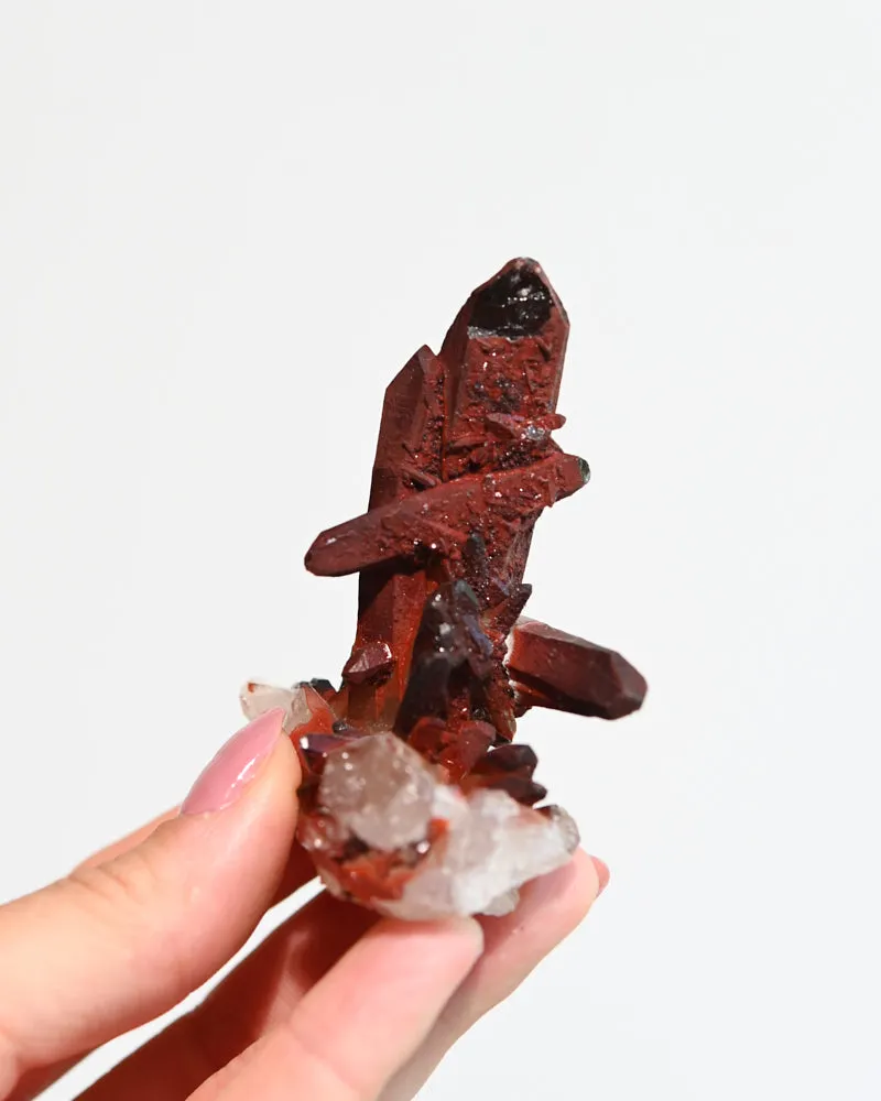 Fire Hematite Quartz Cluster