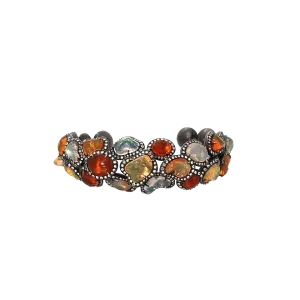 Fire Opal And Diamonds Bangle