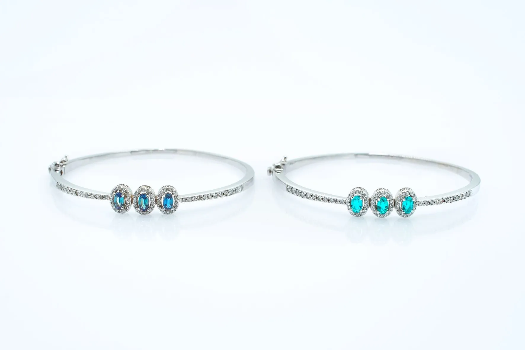 Gemstone & Diamond hinged bangle