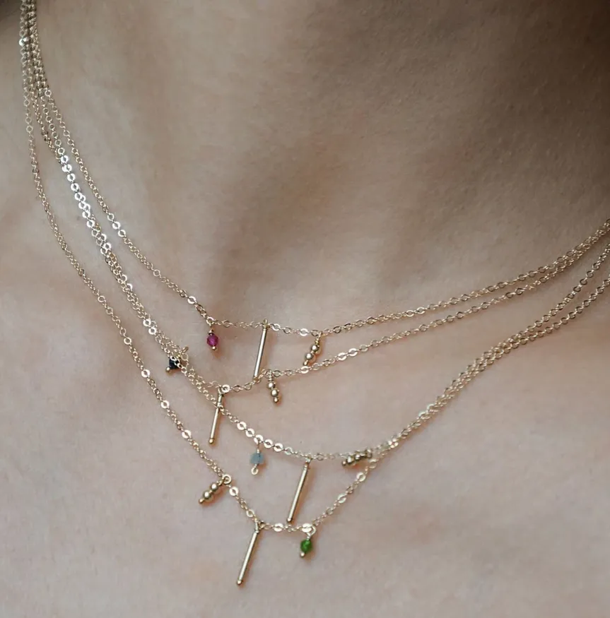 Gold-filled Ruby Bead Necklace