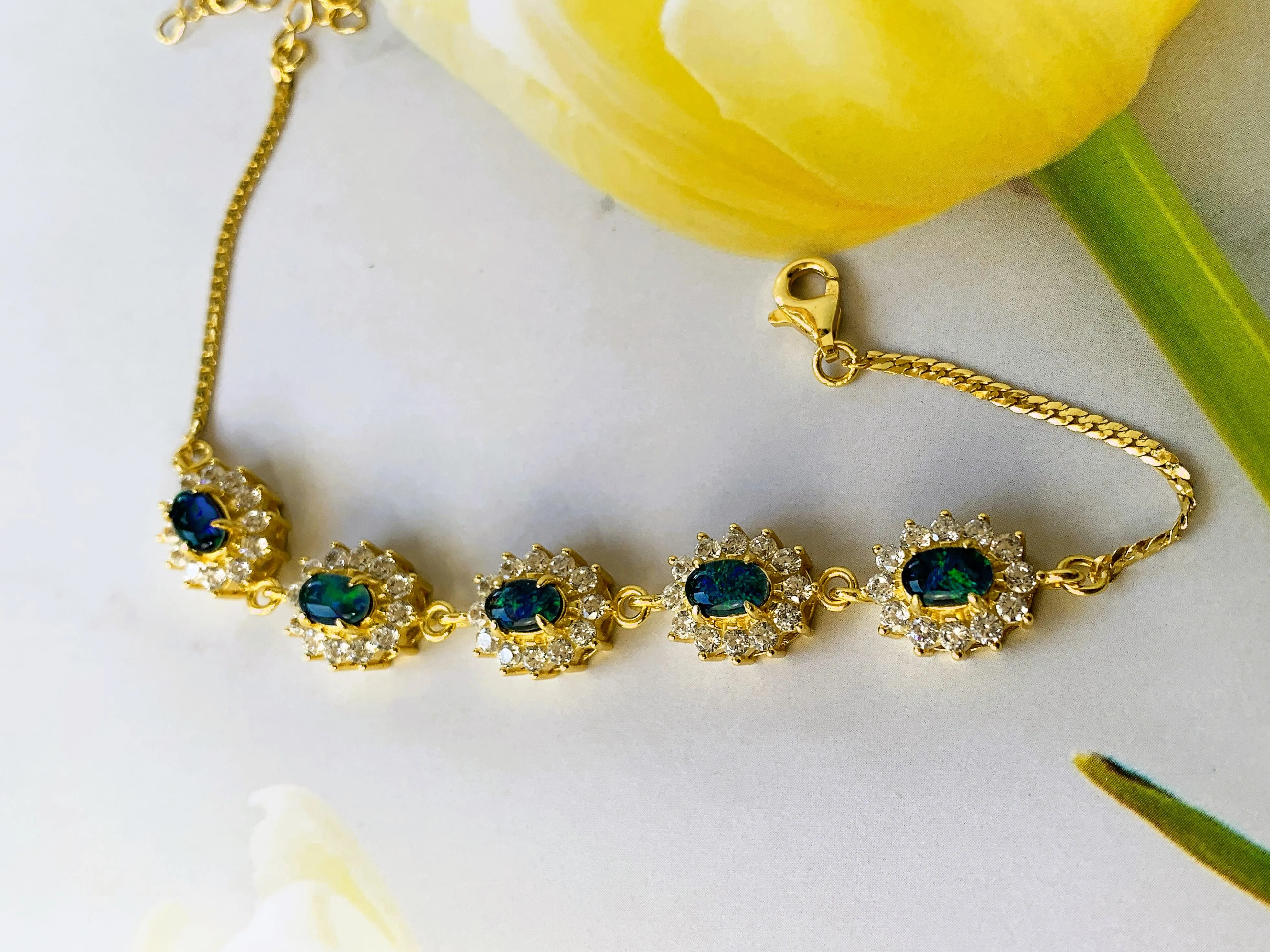 Gold plated Sterling Silver Opal bracelet