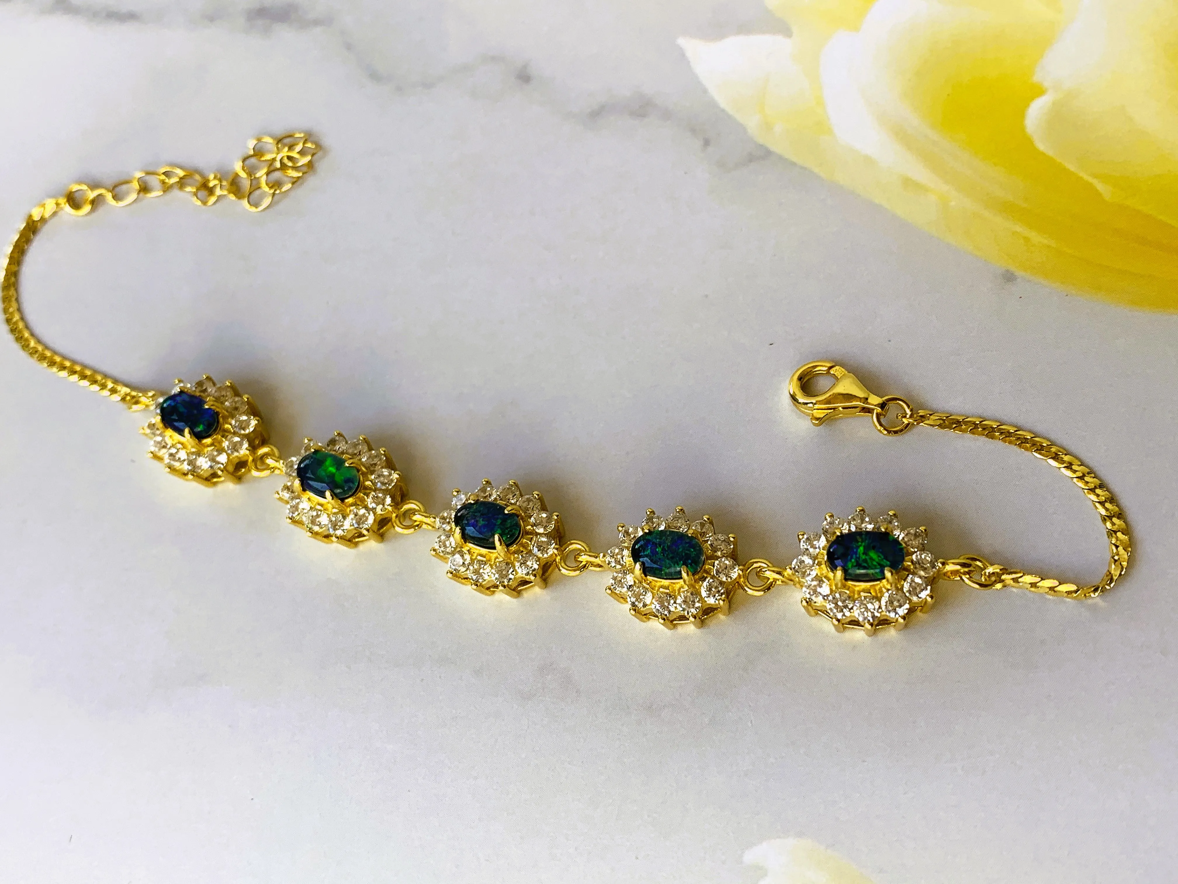 Gold plated Sterling Silver Opal bracelet